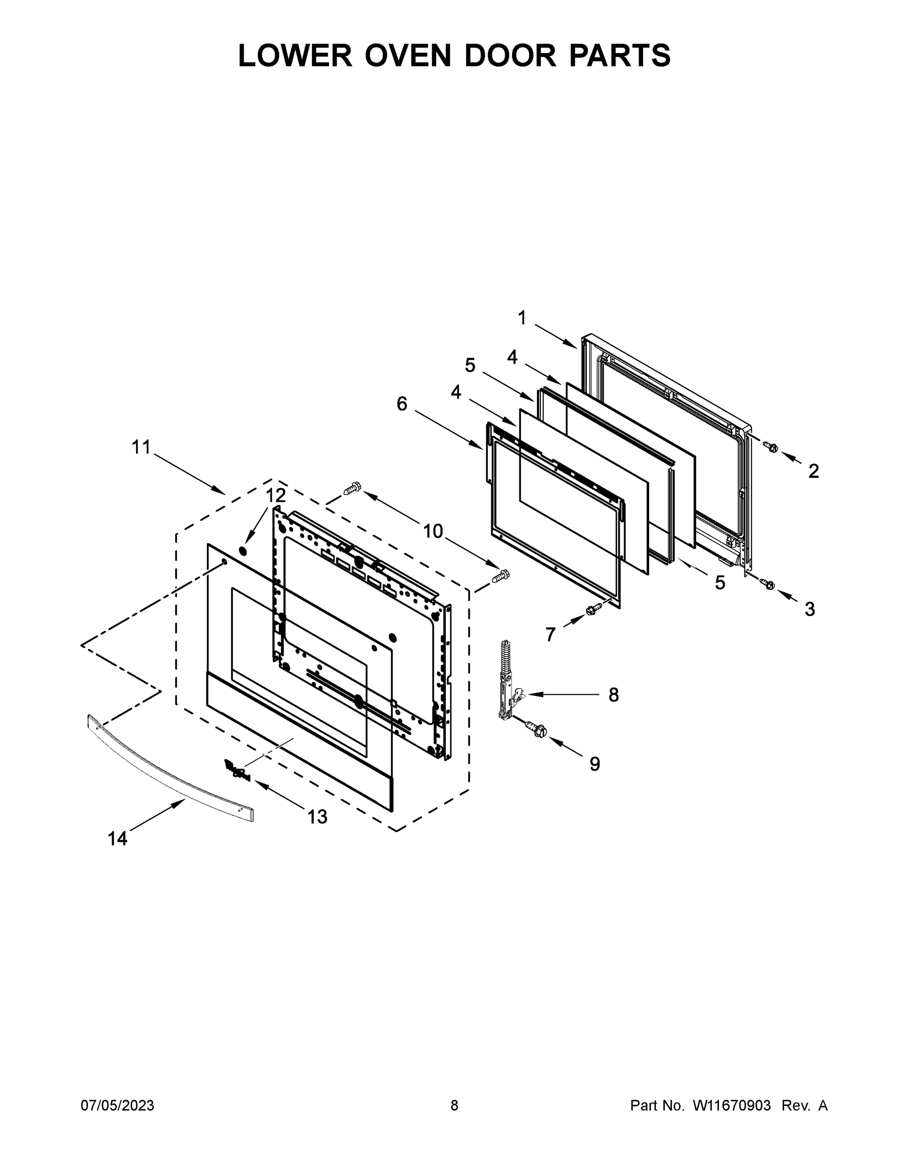 05 - LOWER OVEN DOOR PARTS