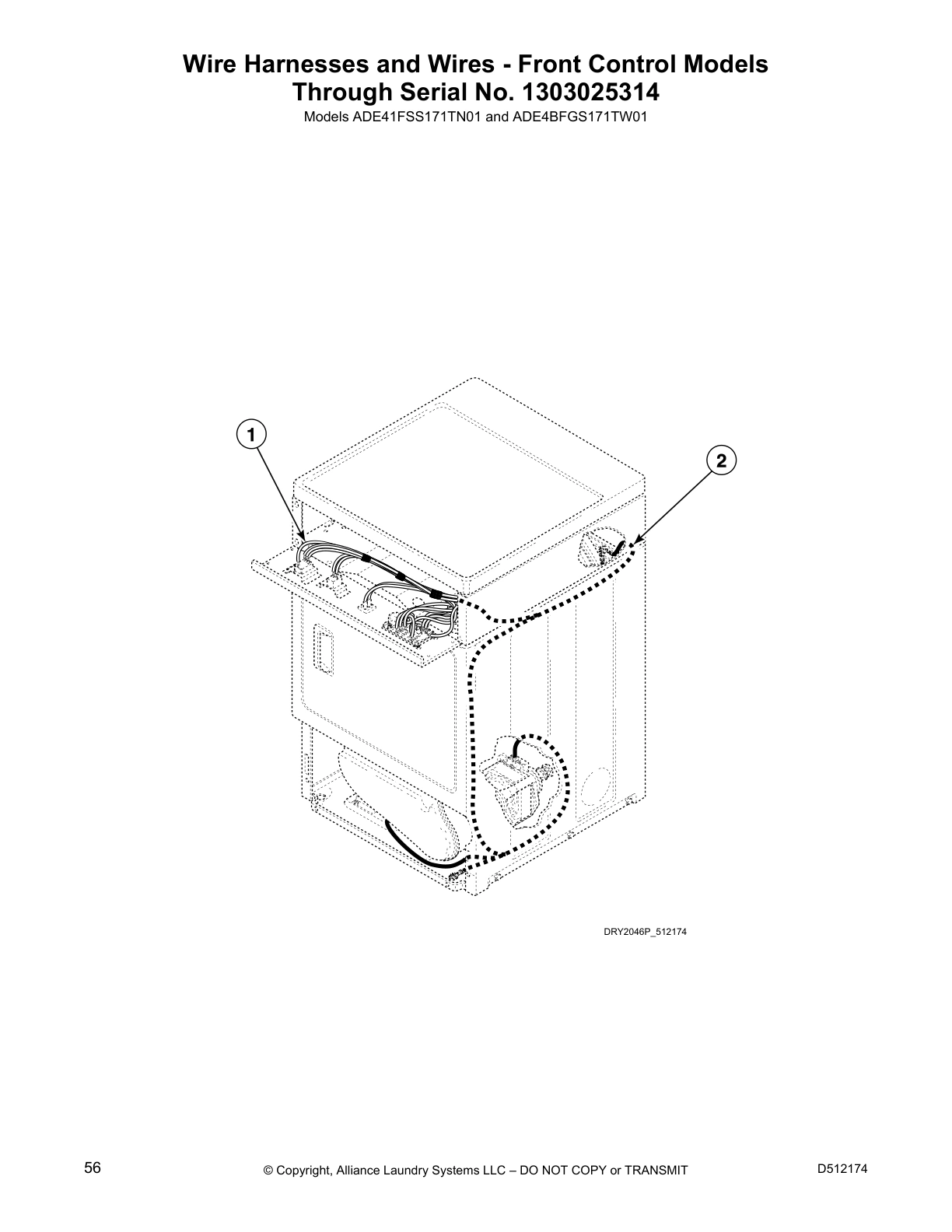 Wire Harnesses and Wires - Front Control Models
Through Serial No. 1303025314