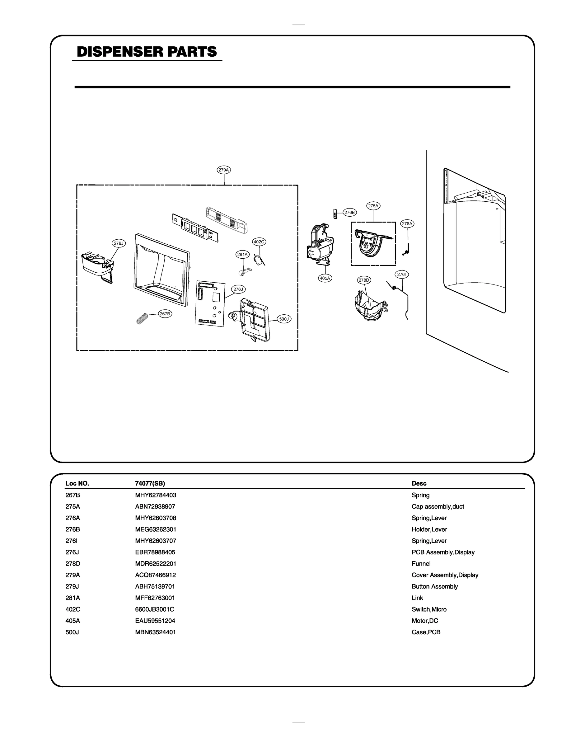 DISPENSER PARTS