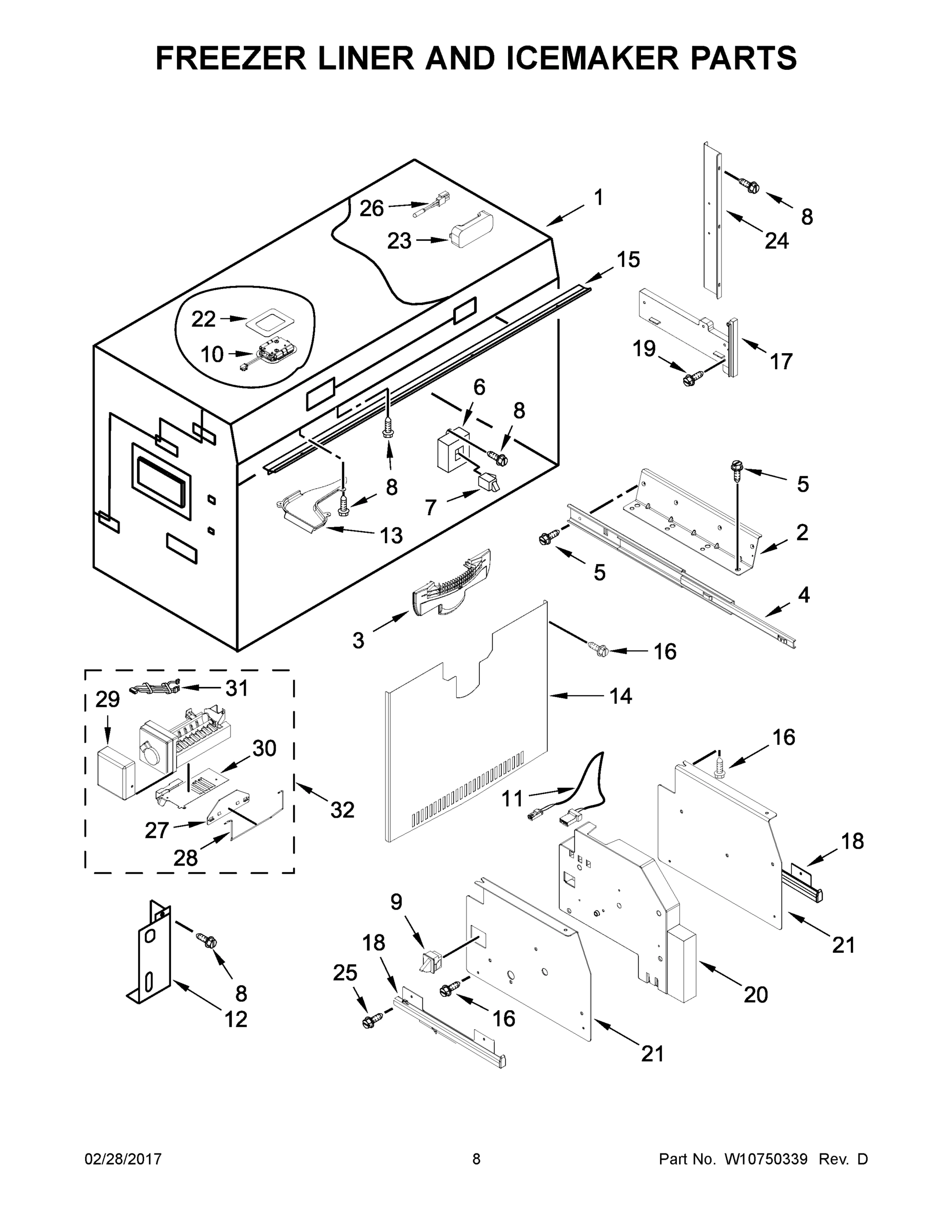 05 - FREEZER LINER AND ICEMAKER PARTS