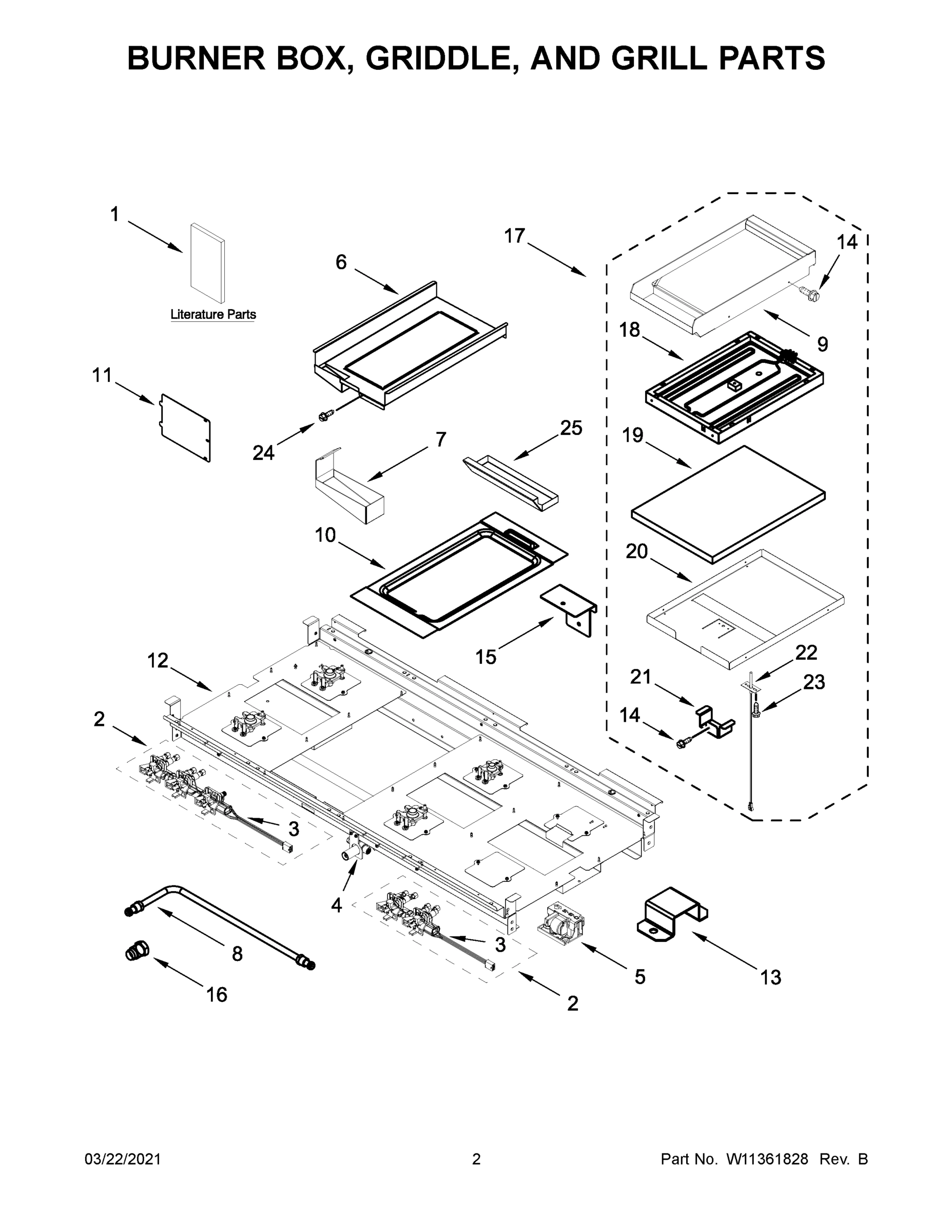 02 - BURNER BOX, GRIDDLE, AND GRILL PARTS