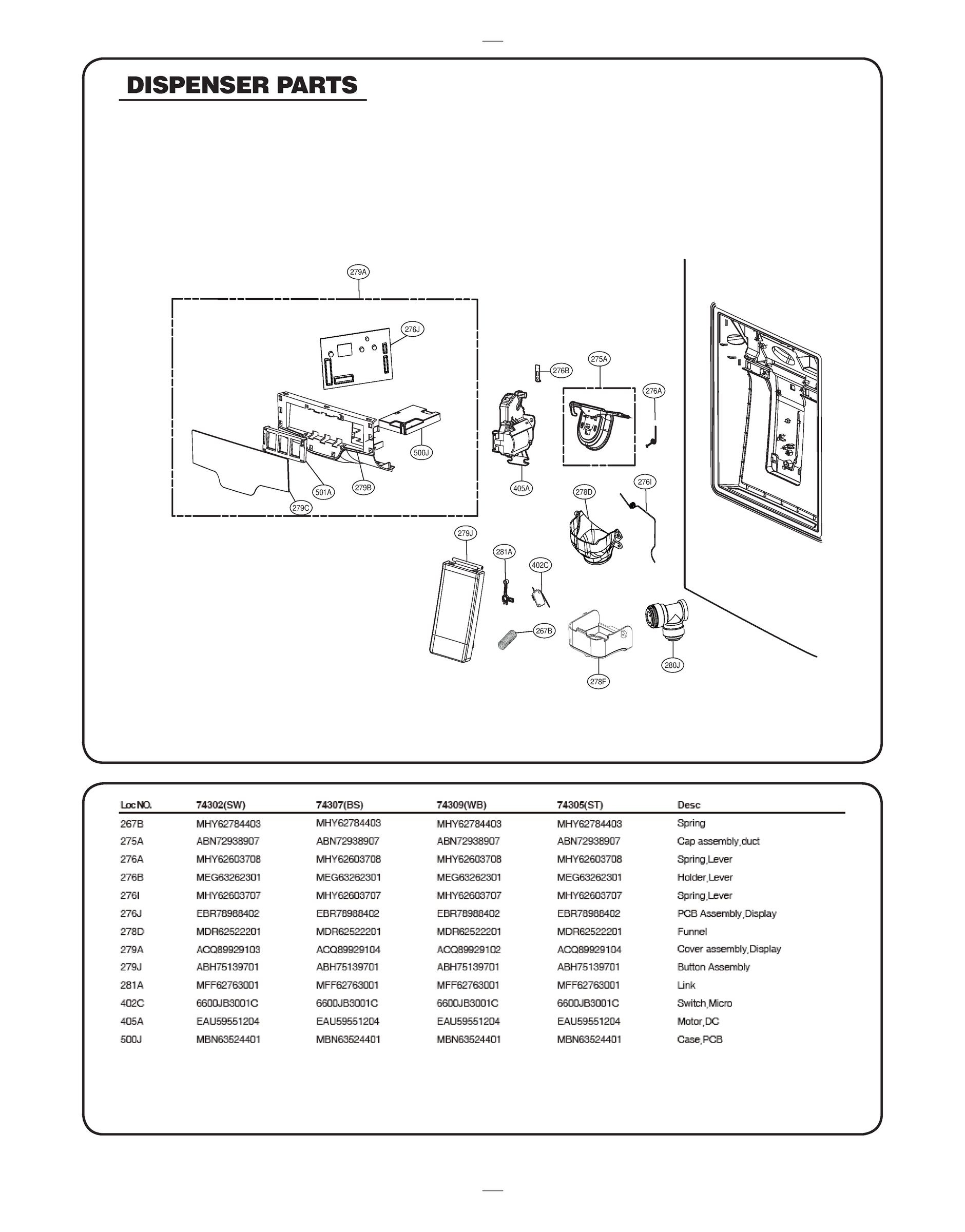 DISPENSER PARTS