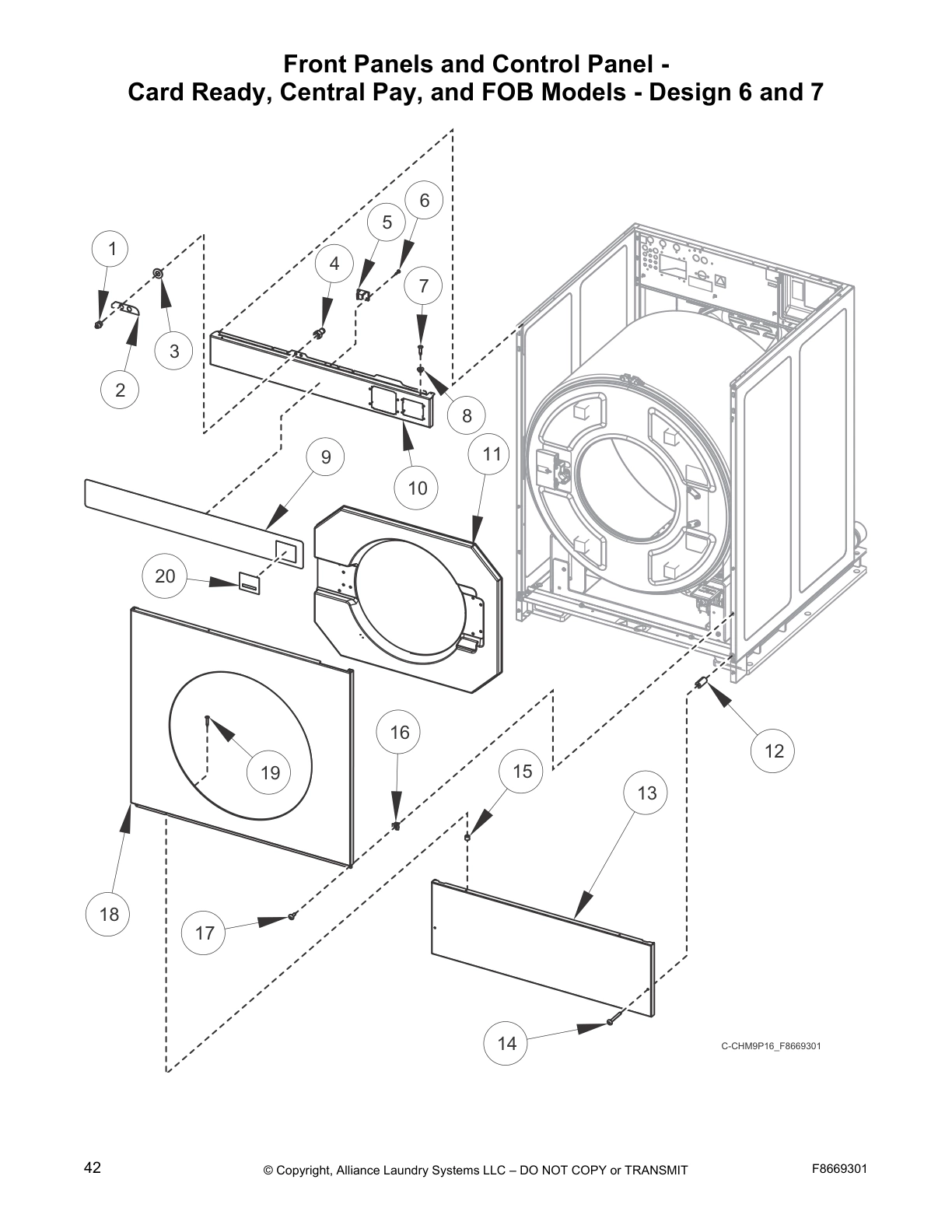 Front Panels and Control Panel -
Card Ready, Central Pay, and FOB Models - Design 6 and 7