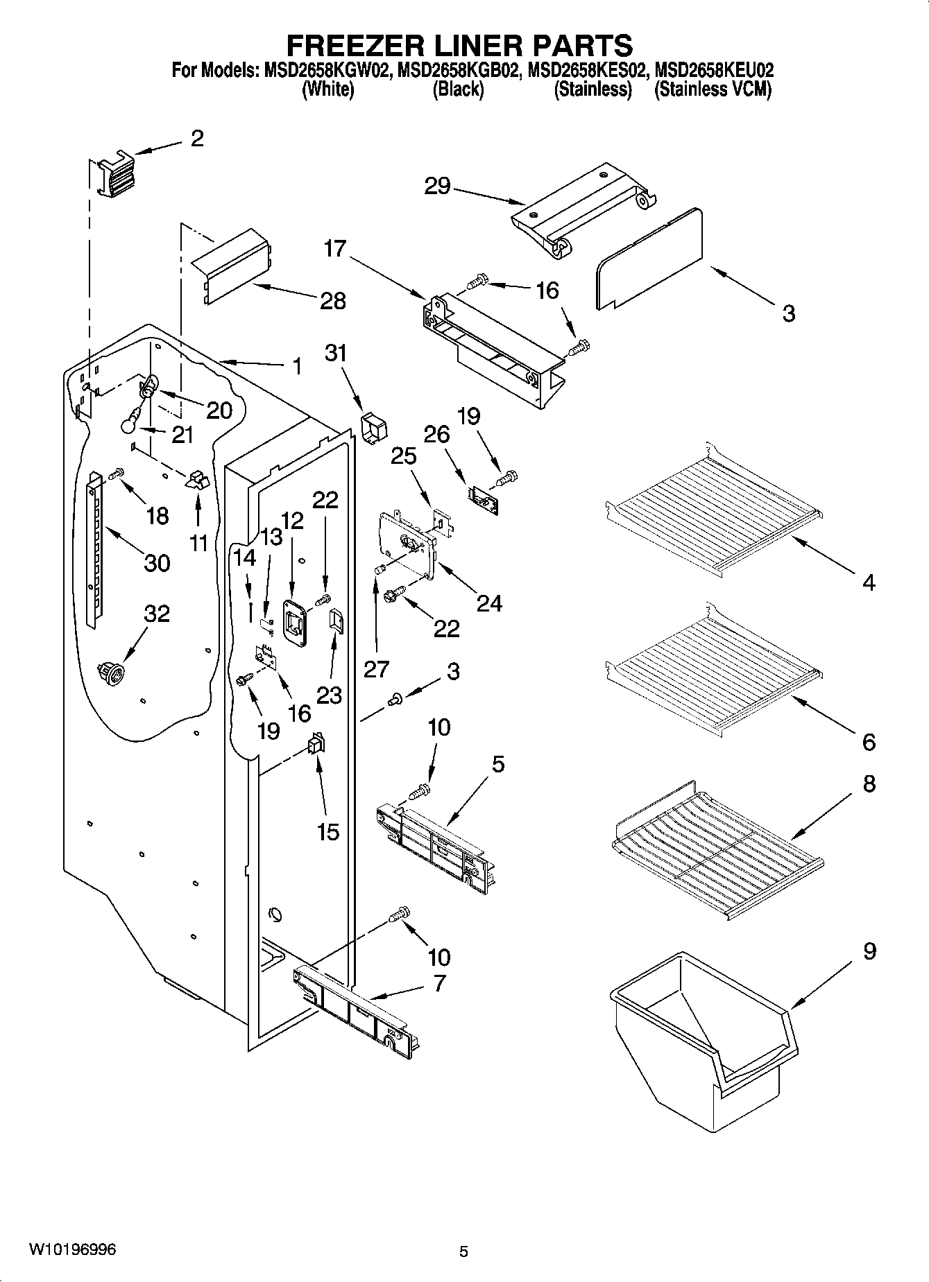 04 - FREEZER LINER PARTS