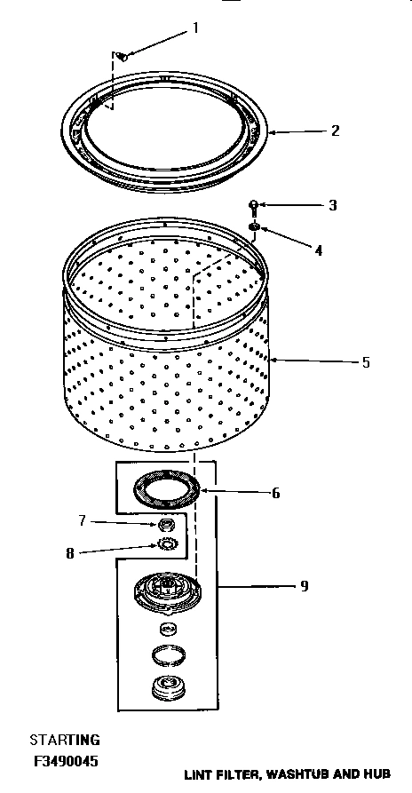 11 - LINT FILTER, WASHTUB & HUB