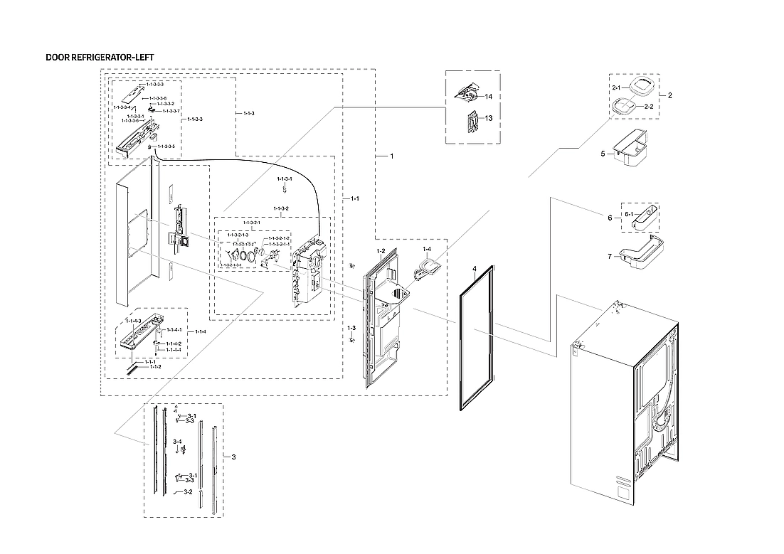 LEFT REFRIGERATOR DOOR PARTS