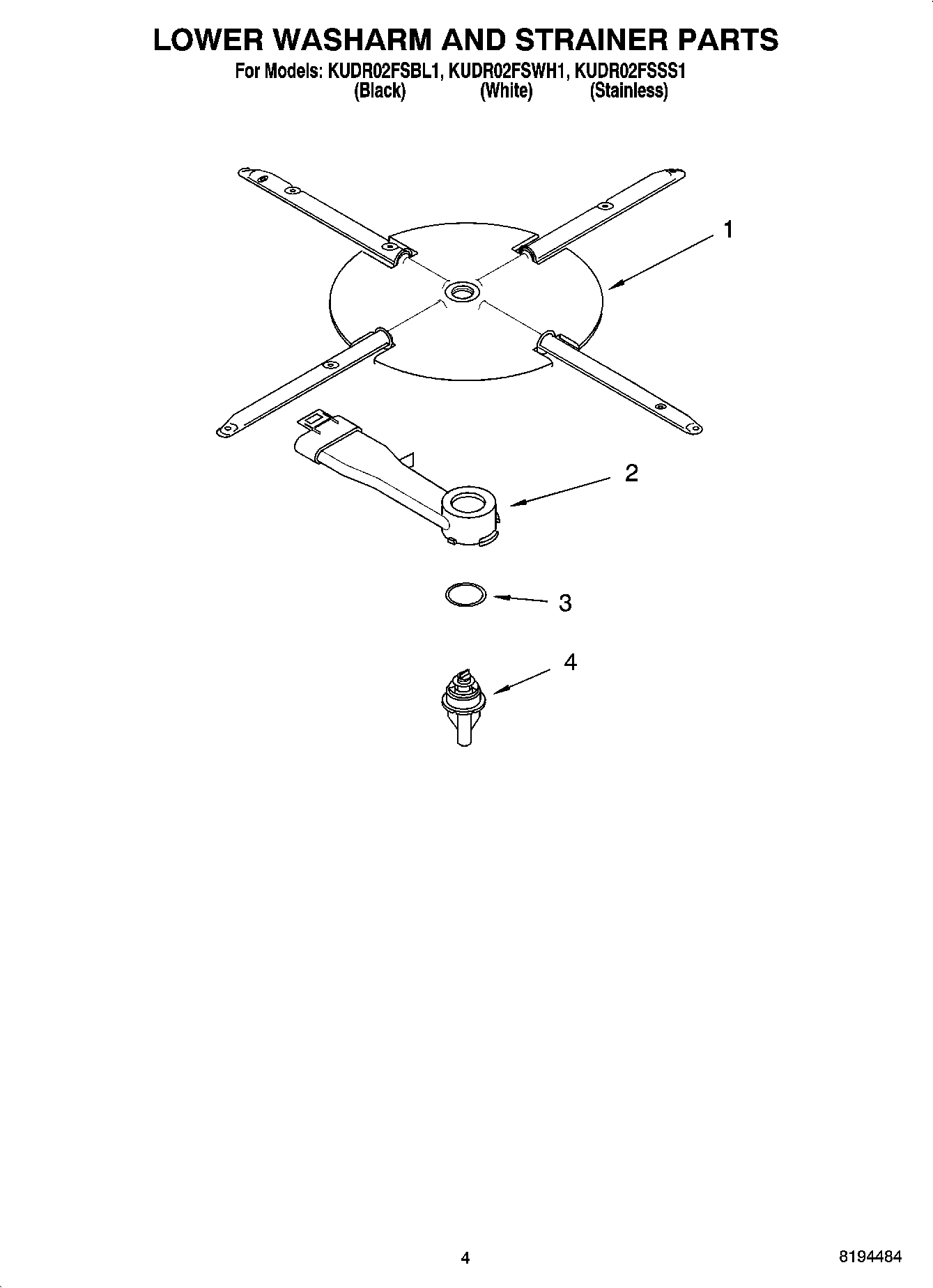 04 - LOWER WASHARM AND STRAINER PARTS