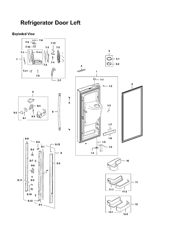 LEFT REFRIGERATOR DOOR PARTS