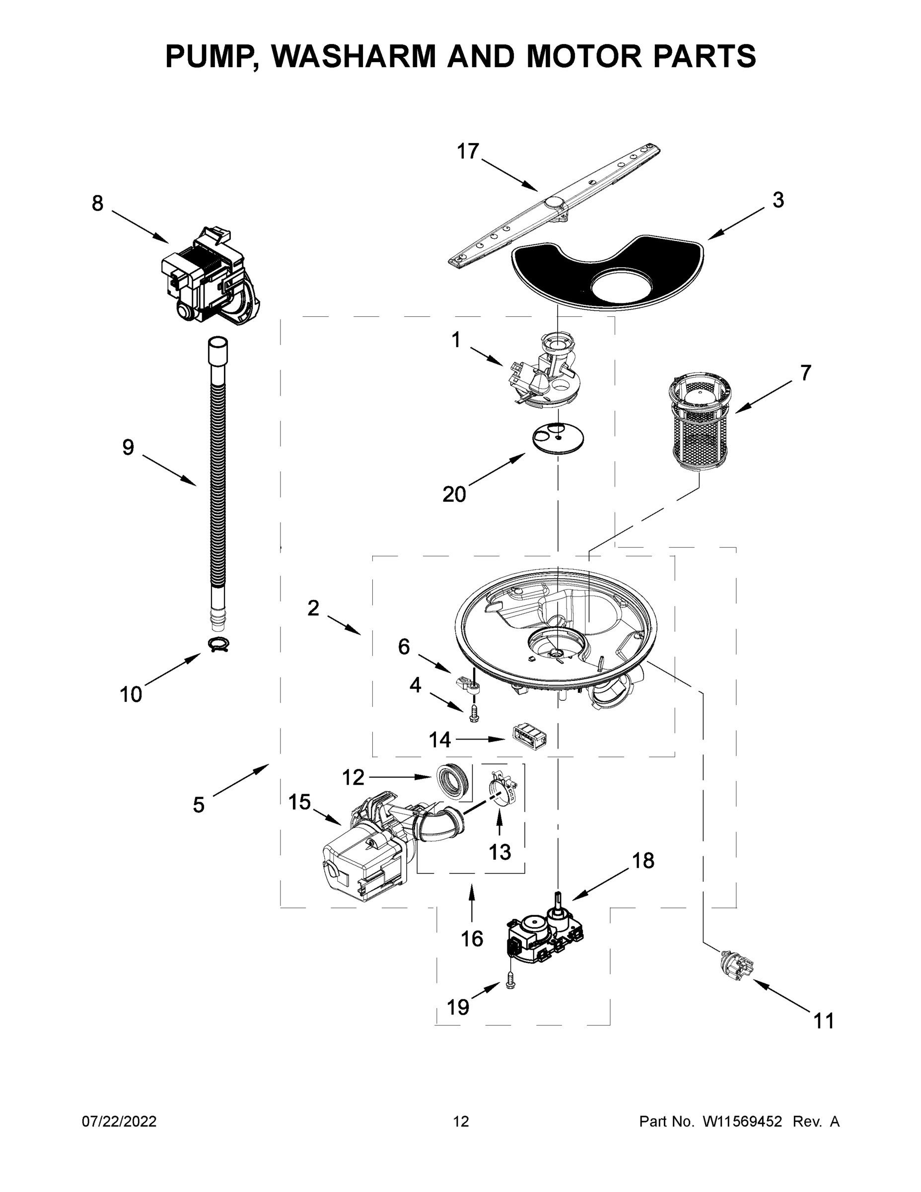 07 - PUMP, WASHARM AND MOTOR PARTS