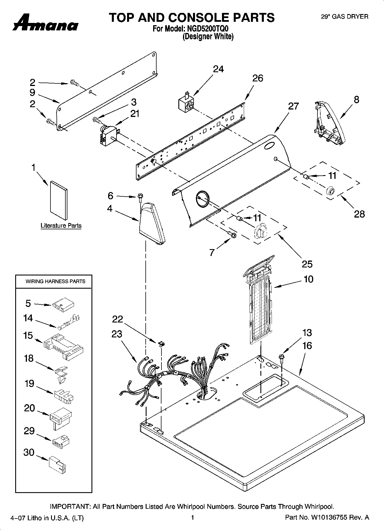 01 - TOP AND CONSOLE PARTS