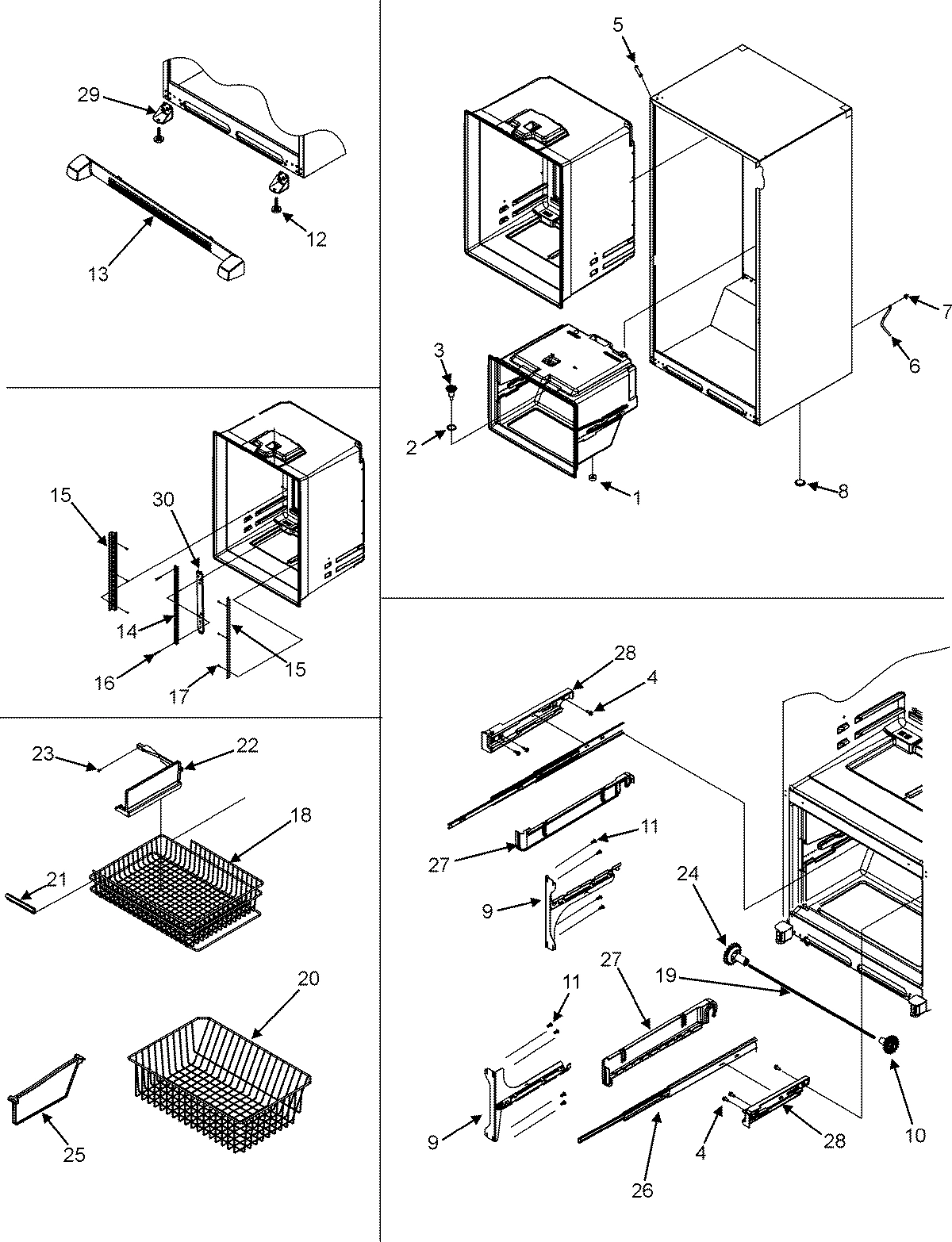 08 - INTERIOR CABINET/FRZ SHELVES/TOE GRILLE