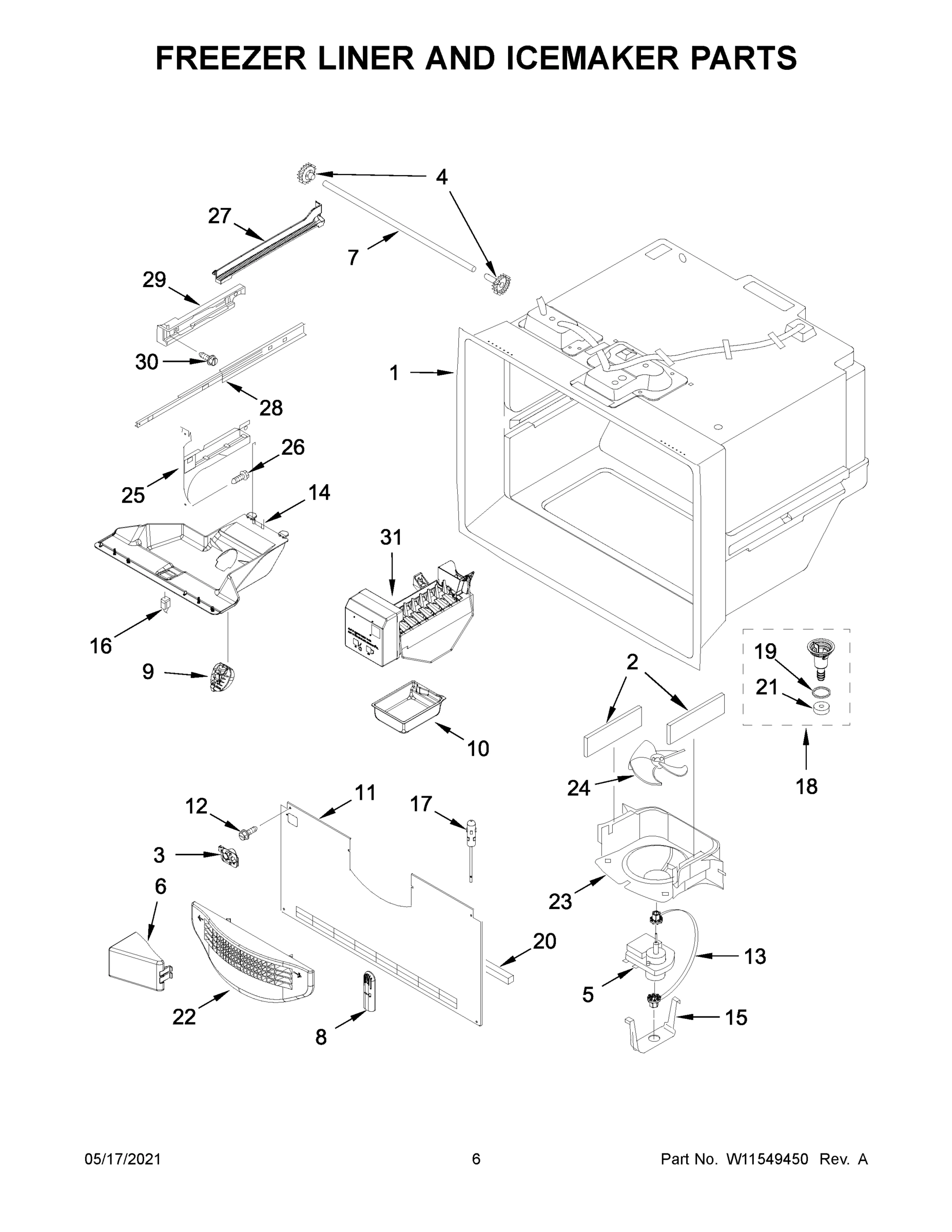 04 - FREEZER LINER AND ICEMAKER PARTS