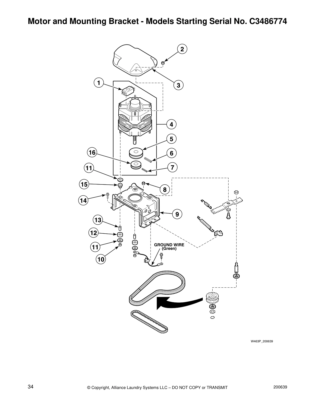 Motor and Mounting Bracket - Models Starting Serial No. C3486774