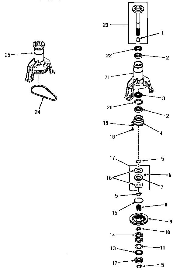 13 - MAIN BEARING ASSY AND SPIN BELT
