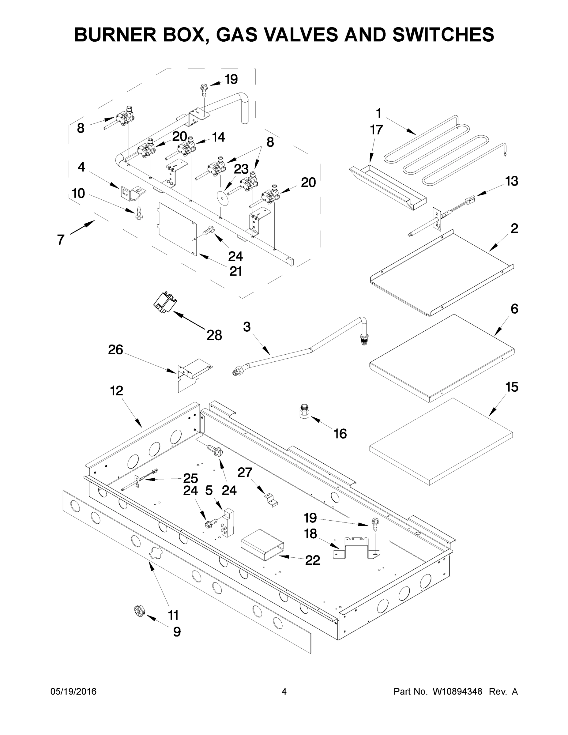 03 - BURNER BOX, GAS VALVES AND SWITCHES