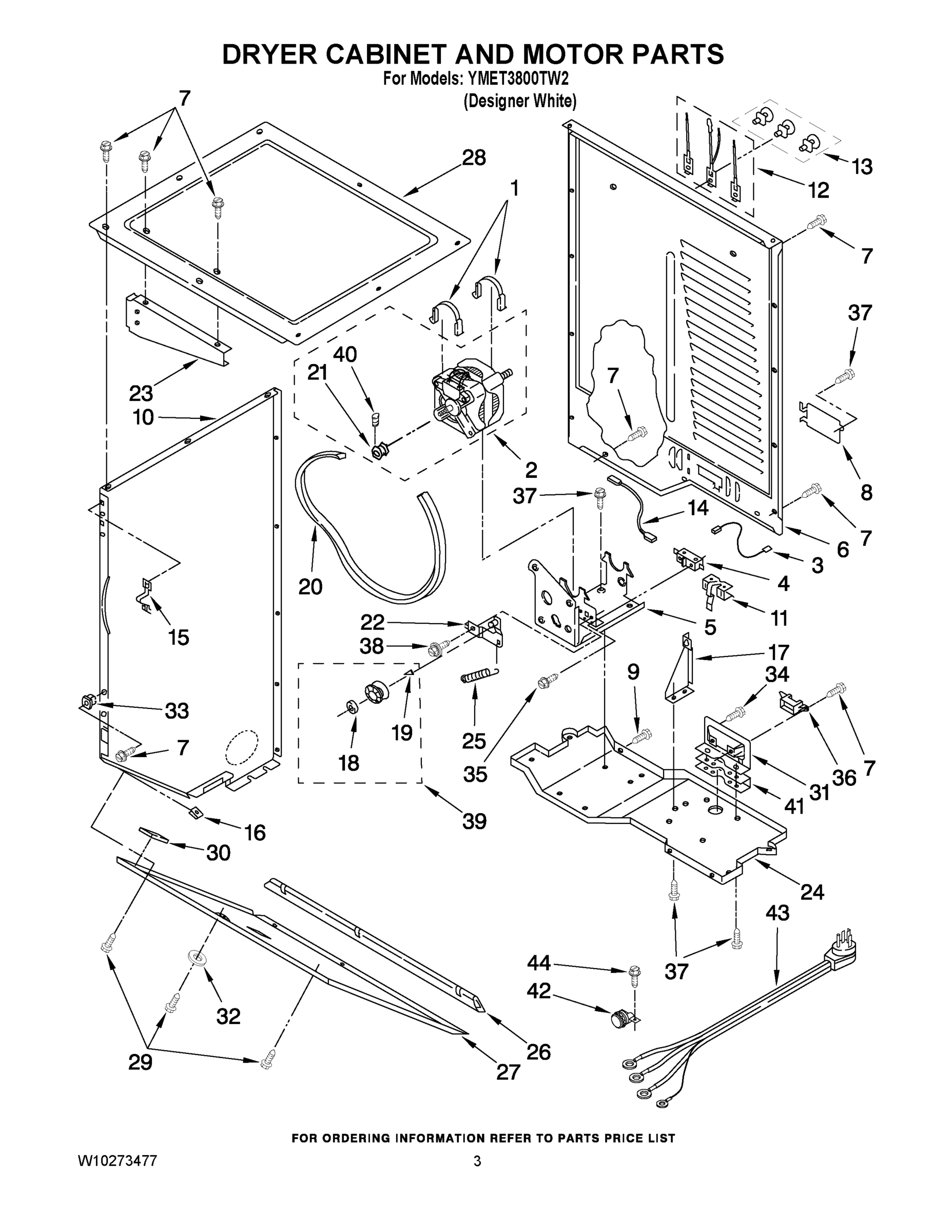 03 - DRYER CABINET AND MOTOR PARTS
