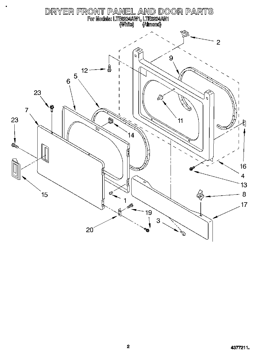 02 - DRYER FRONT PANEL AND DOOR