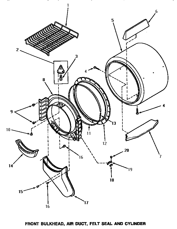 03 - FR BLKHD, AIR DUCT, FELT SEAL & CYLINDER