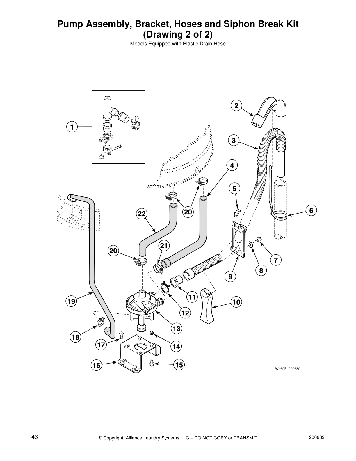 Pump Assembly, Bracket, Hoses and Siphon Break Kit
(Drawing 2 of 2)