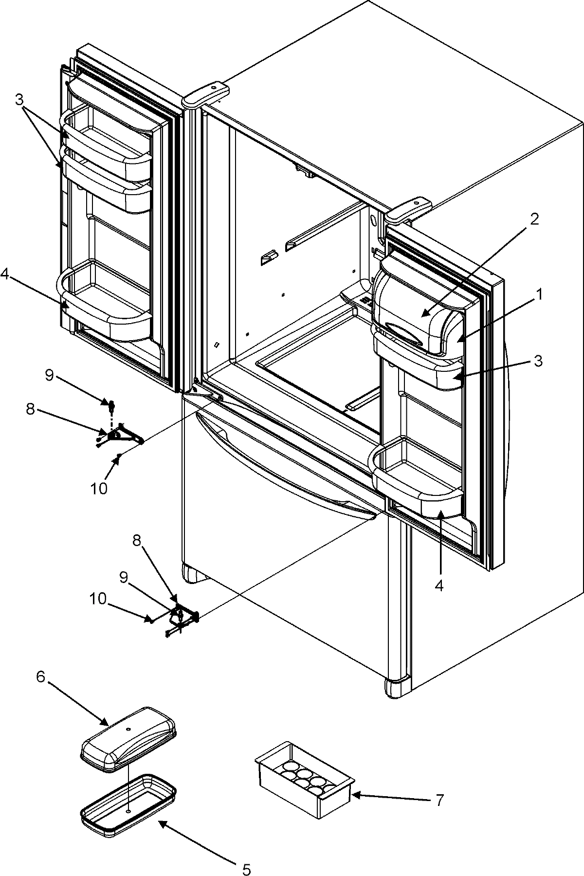 13 - REF DR STORAGE & CENTER HINGES