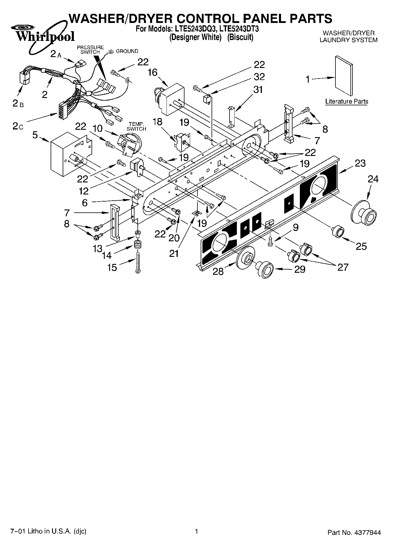 01 - WASHER/DRYER CONTROL PANEL, LITERAT