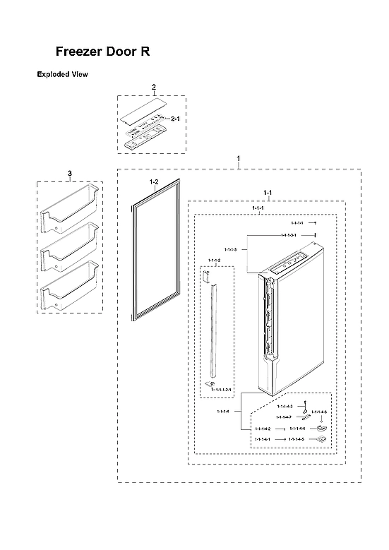 RIGHT FREEZER DOOR PARTS