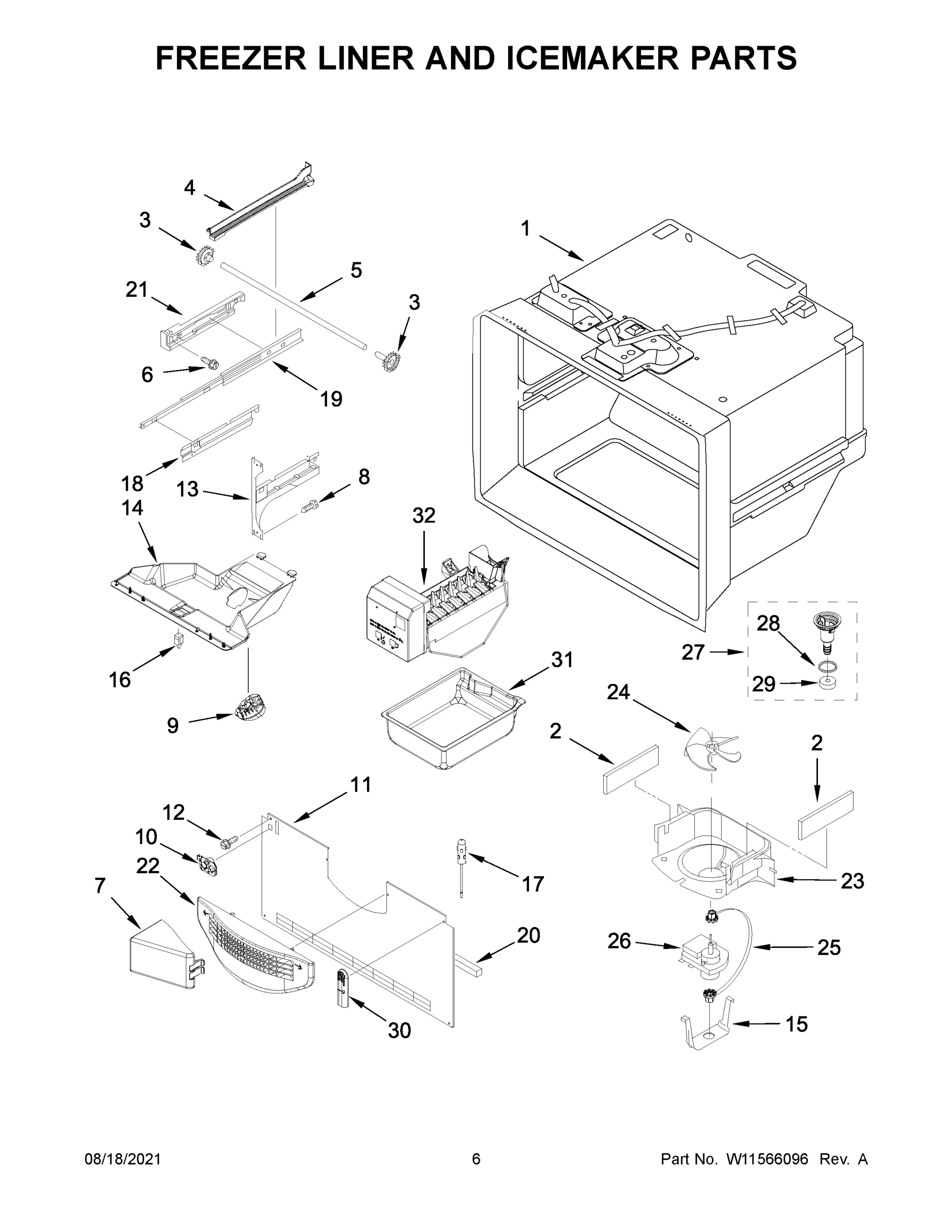 04 - FREEZER LINER AND ICEMAKER PARTS