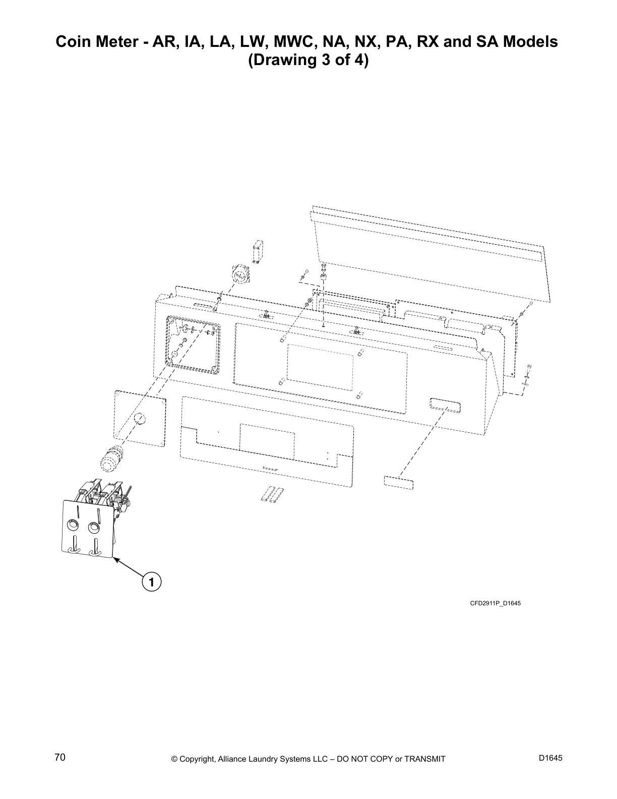 Coin Meter - AR, IA, LA, LW, MWC, NA, NX, PA, RX and SA Models
(Drawing 3 of 4)