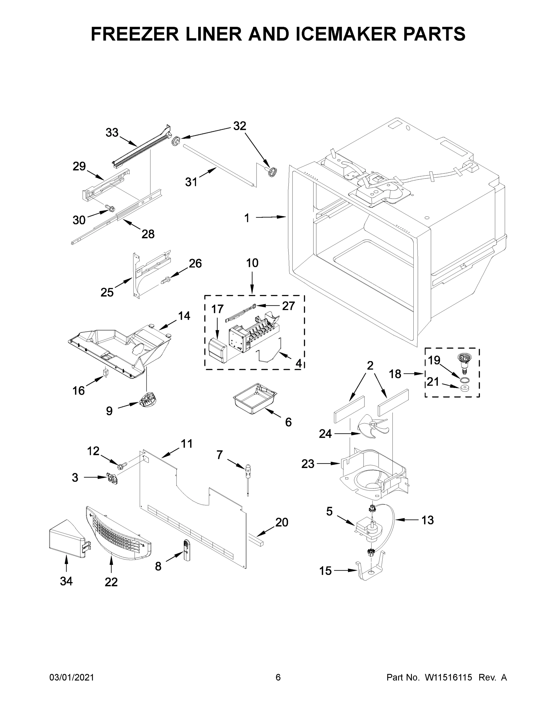 04 - FREEZER LINER AND ICEMAKER PARTS