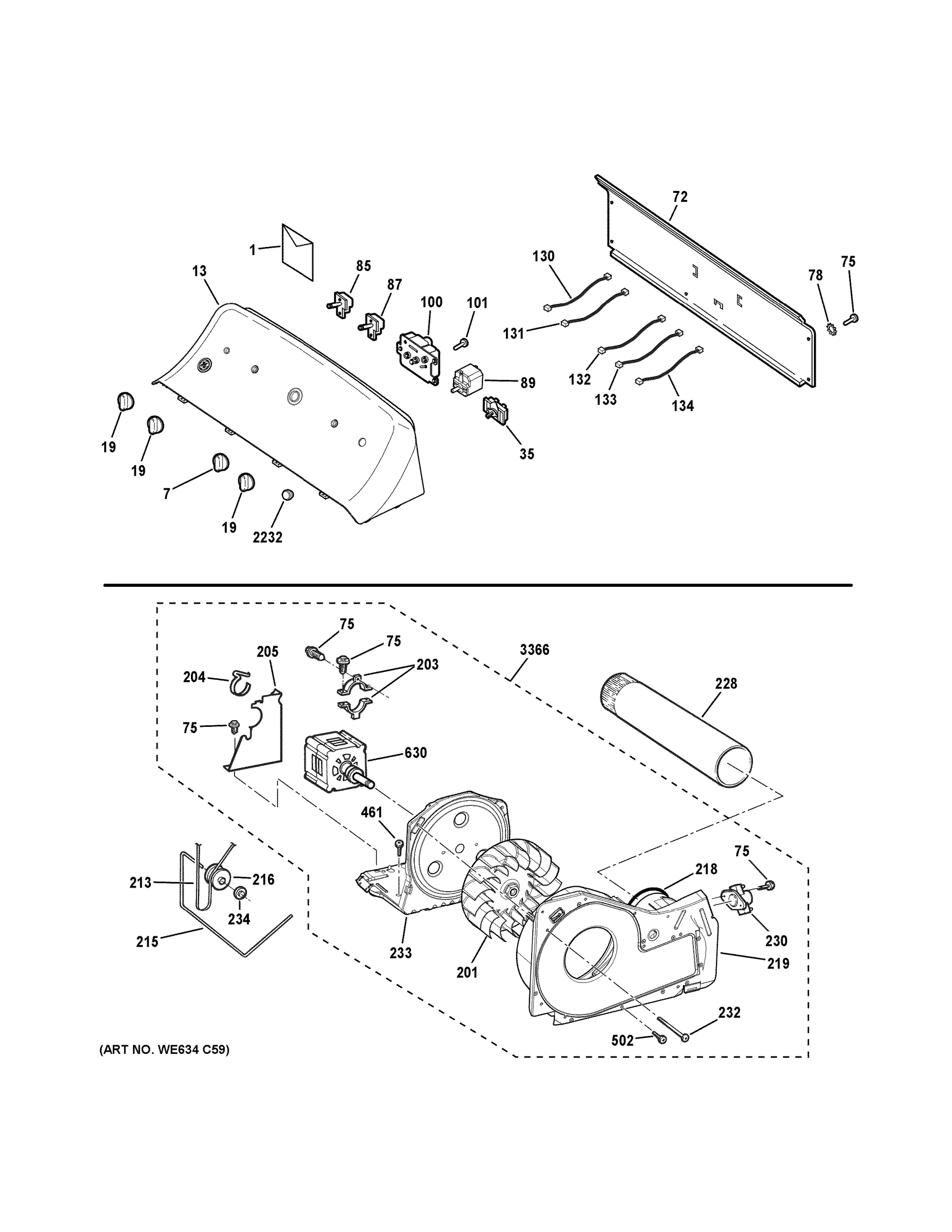 BACKSPLASH, BLOWER & MOTOR ASSEMBLY