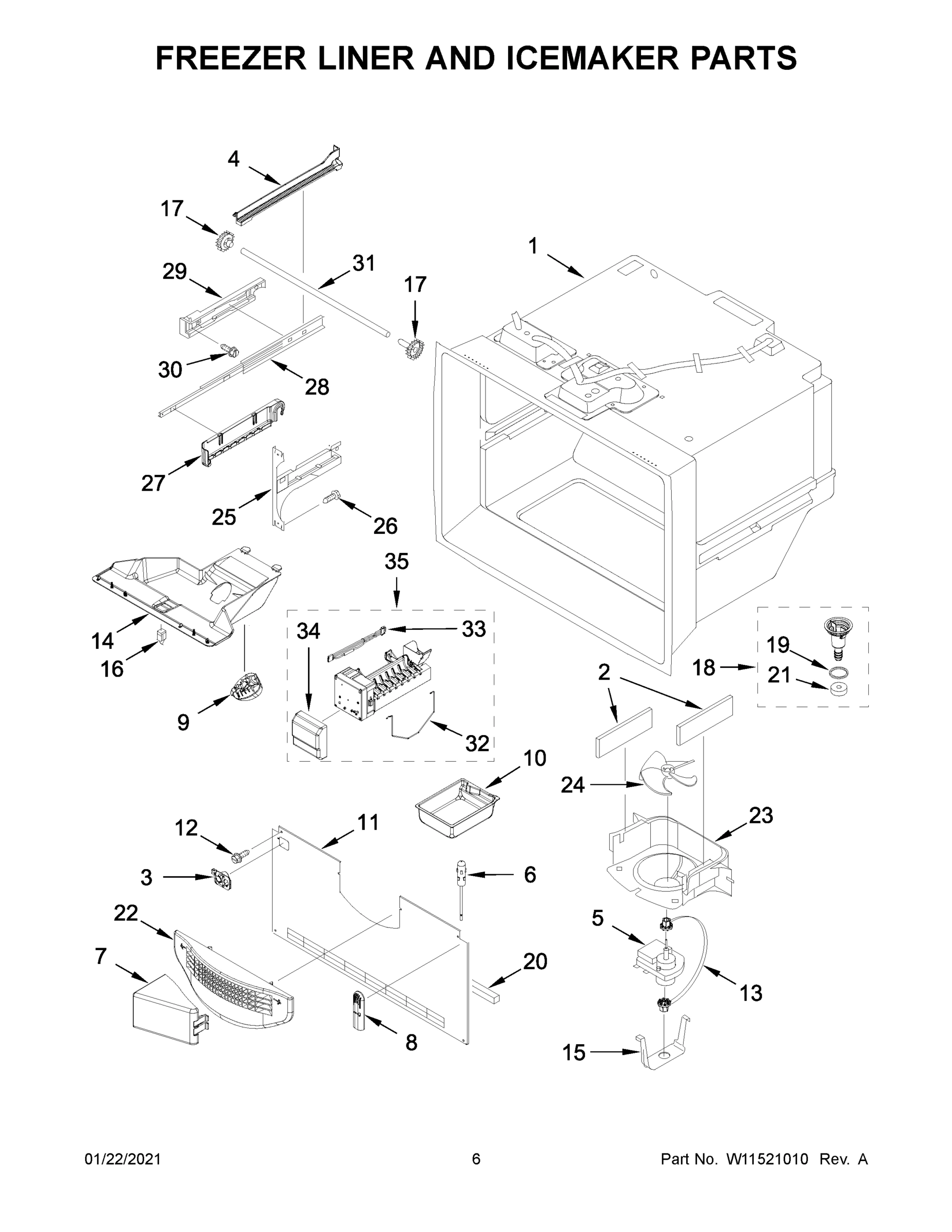 04 - FREEZER LINER AND ICEMAKER PARTS