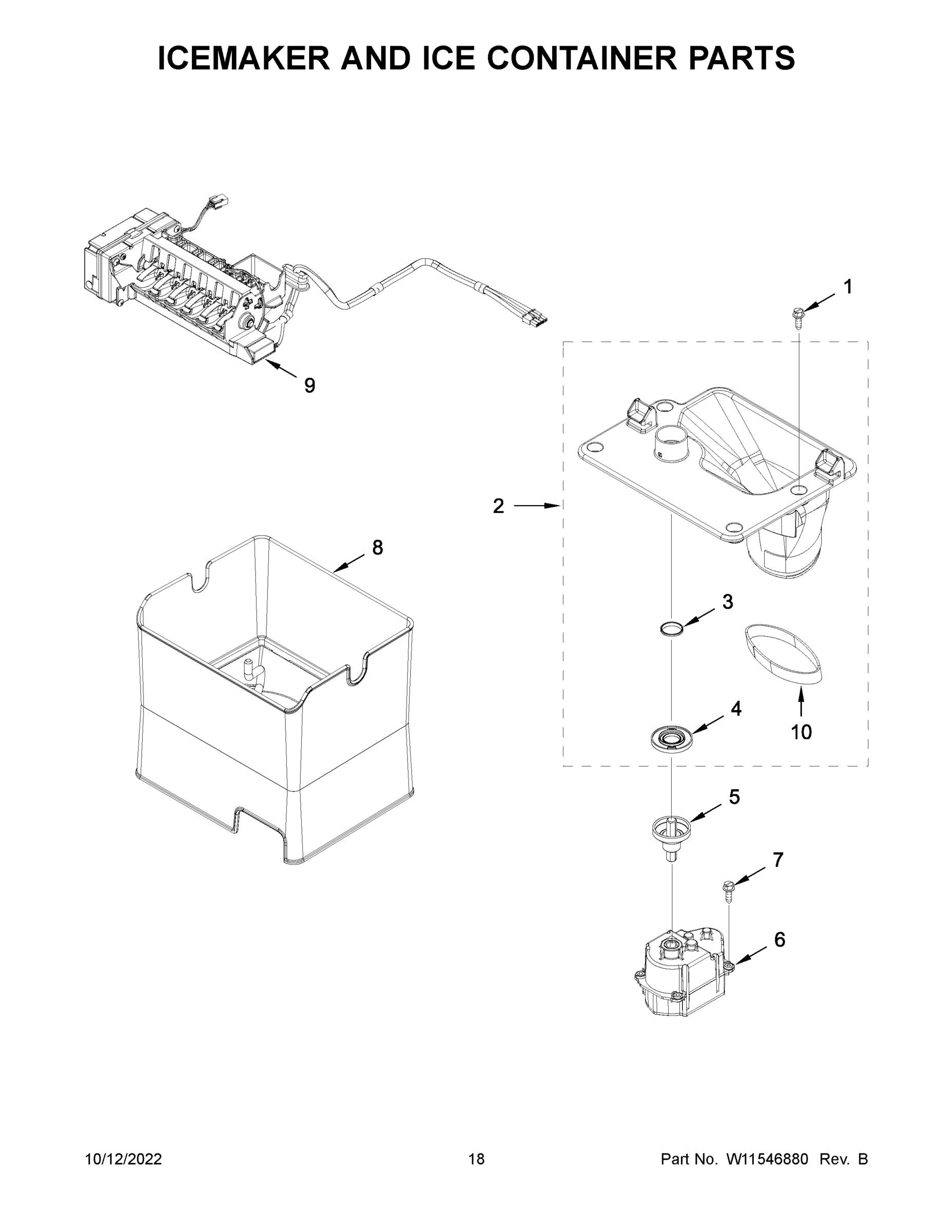 10 - ICEMAKER AND ICE CONTAINER PARTS