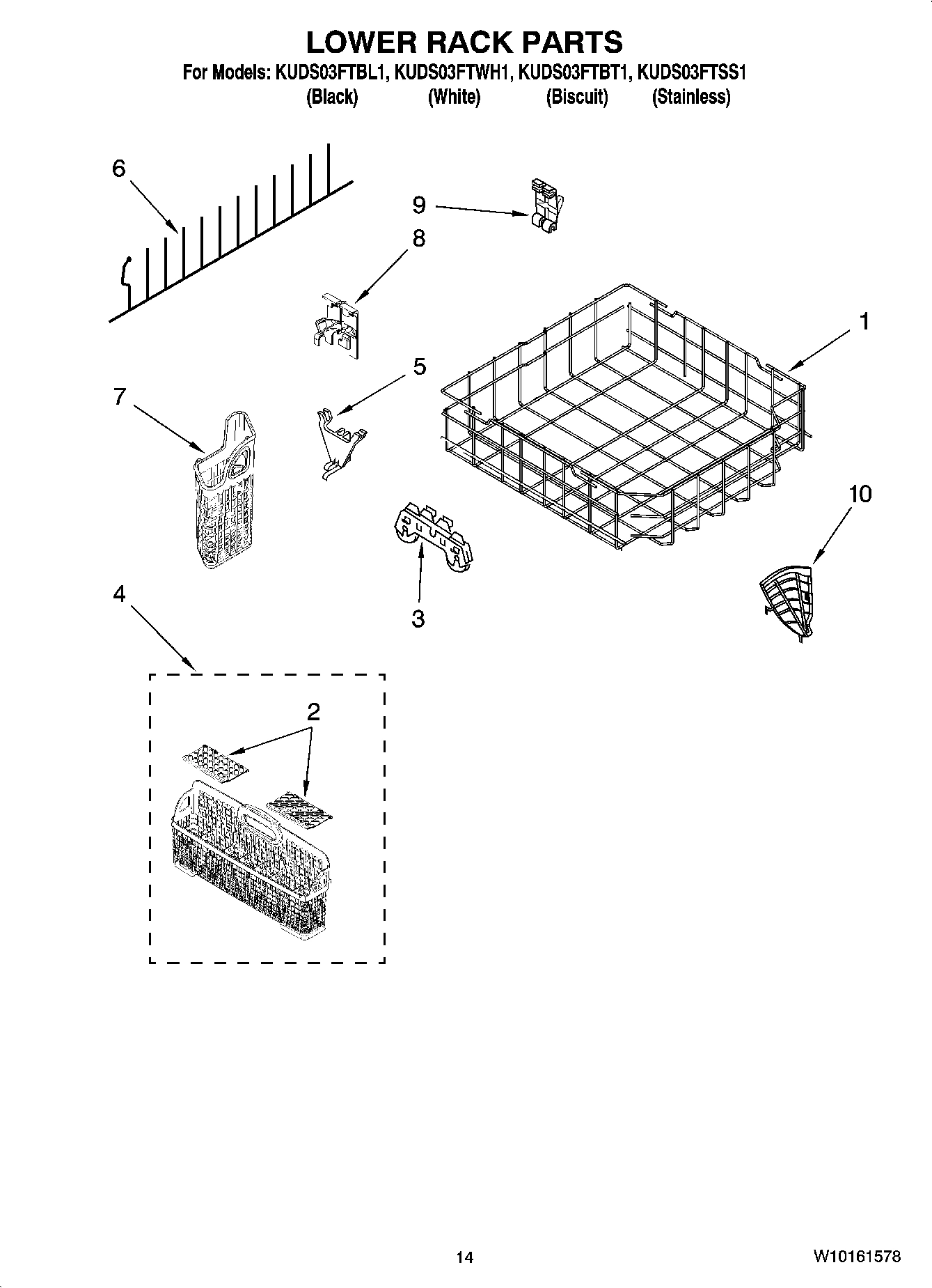 11 - LOWER RACK PARTS, OPTIONAL PARTS (NOT INCLUDED)