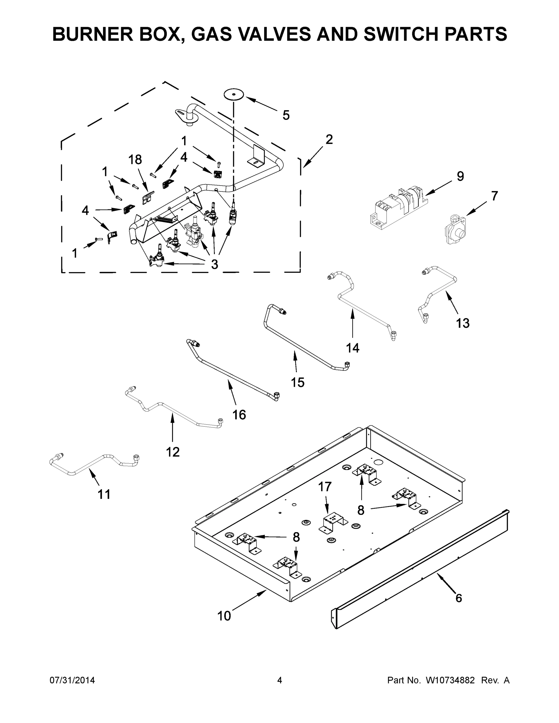 03 - BURNER BOX, GAS VALVES AND SWITCH PARTS