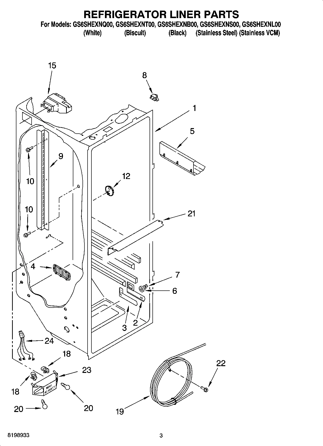 02 - REFRIGERATOR LINER PARTS