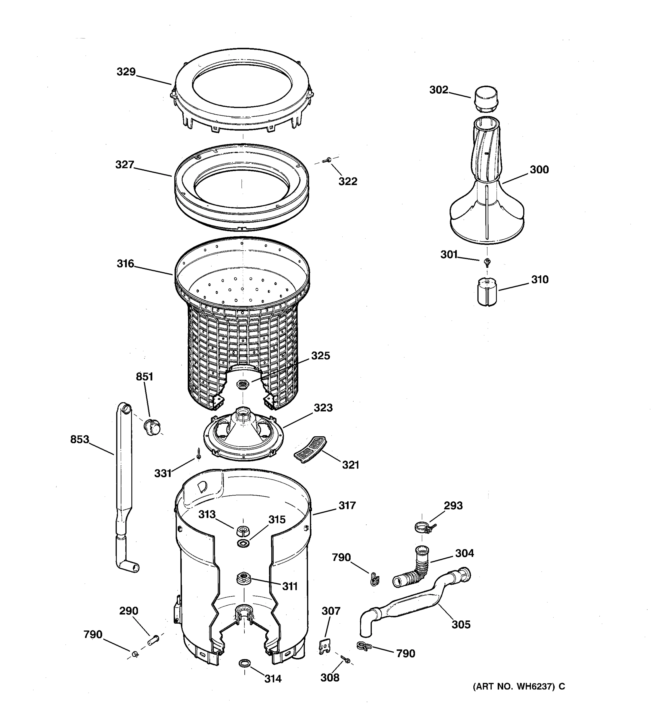 TUB, BASKET & AGITATOR