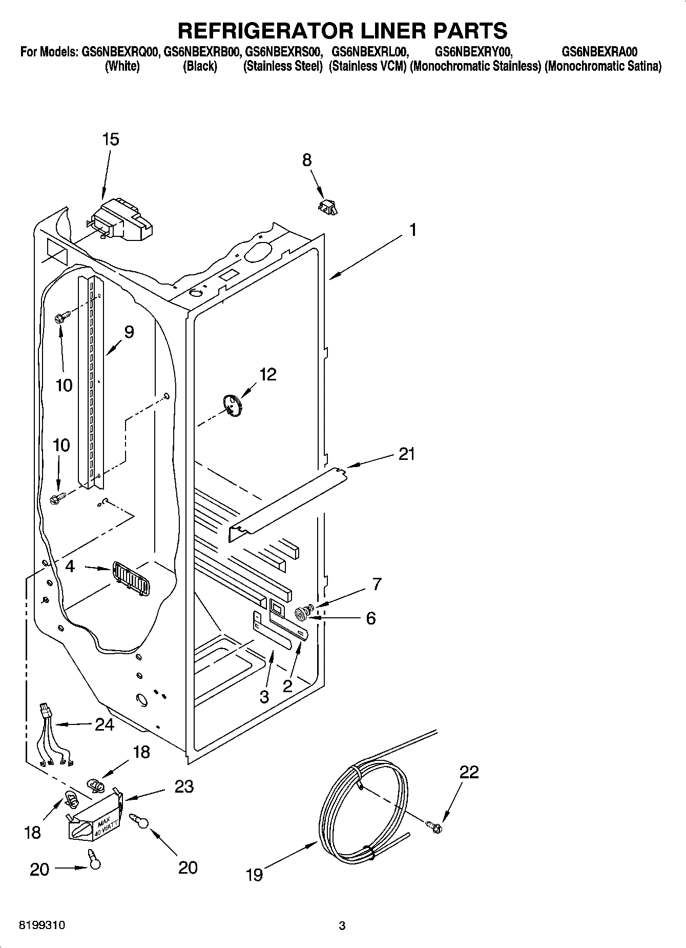 02 - REFRIGERATOR LINER PARTS