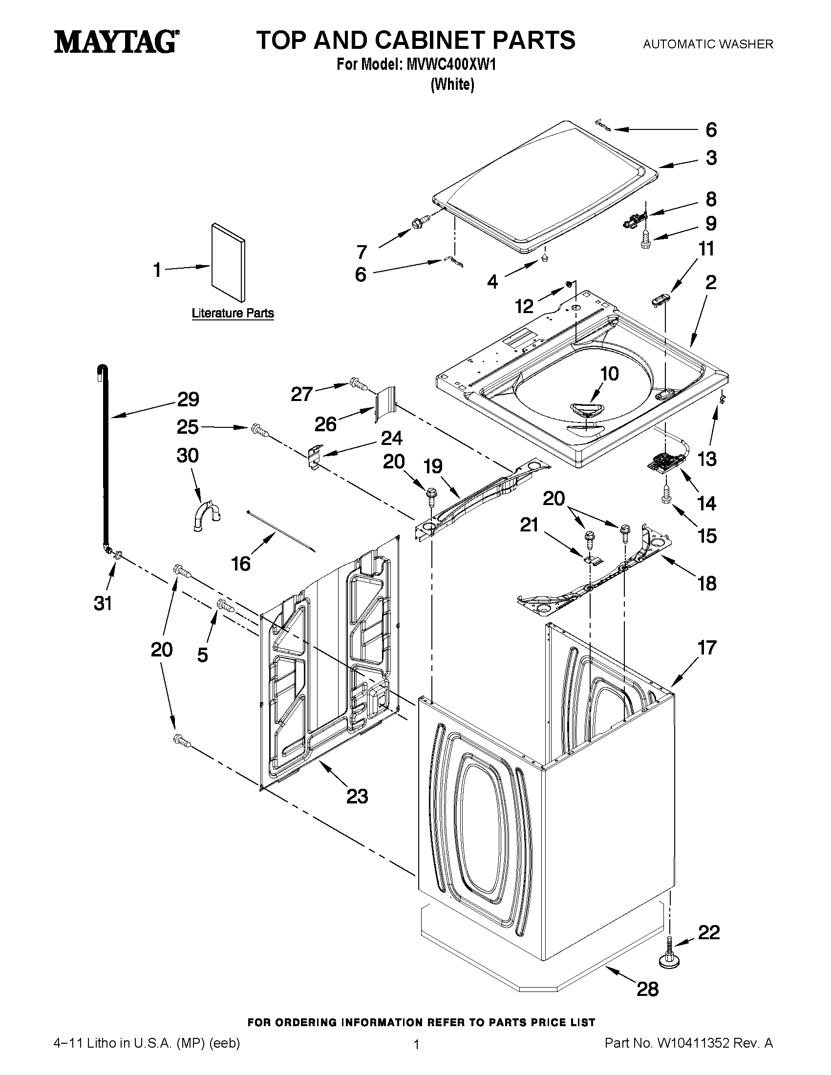 01 - TOP AND CABINET PARTS