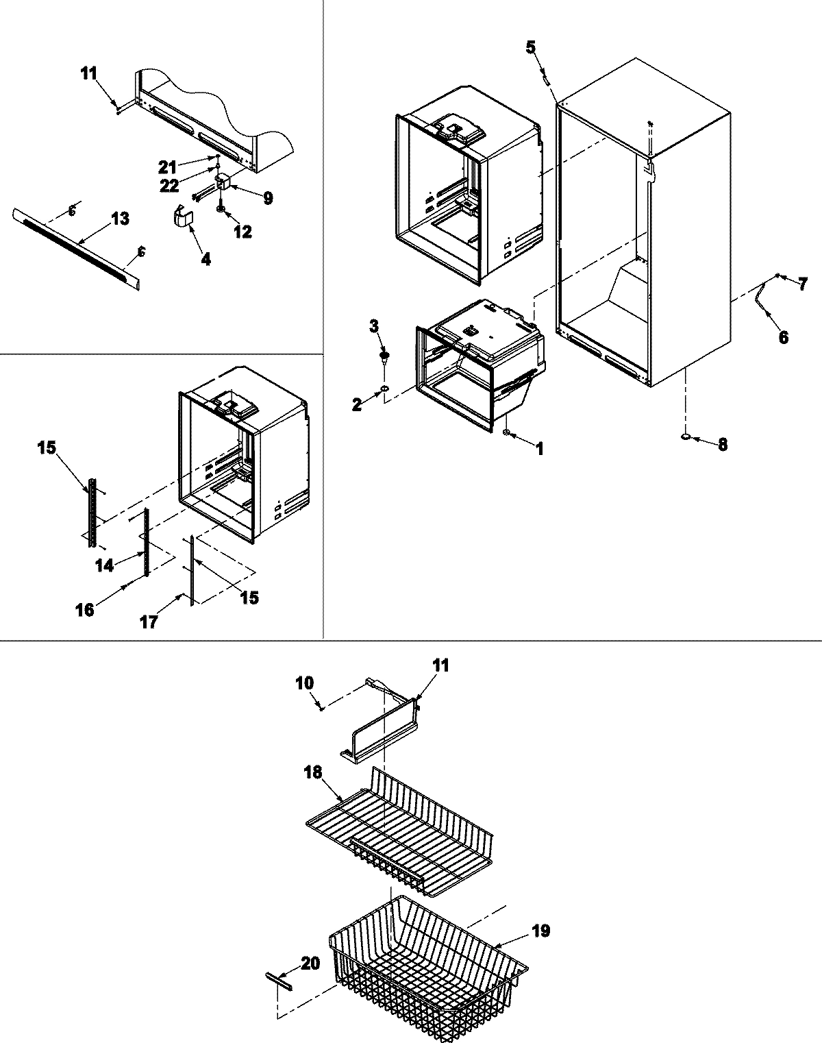 08 - INTERIOR CABINET/FRZ SHELVES/TOE GRILLE