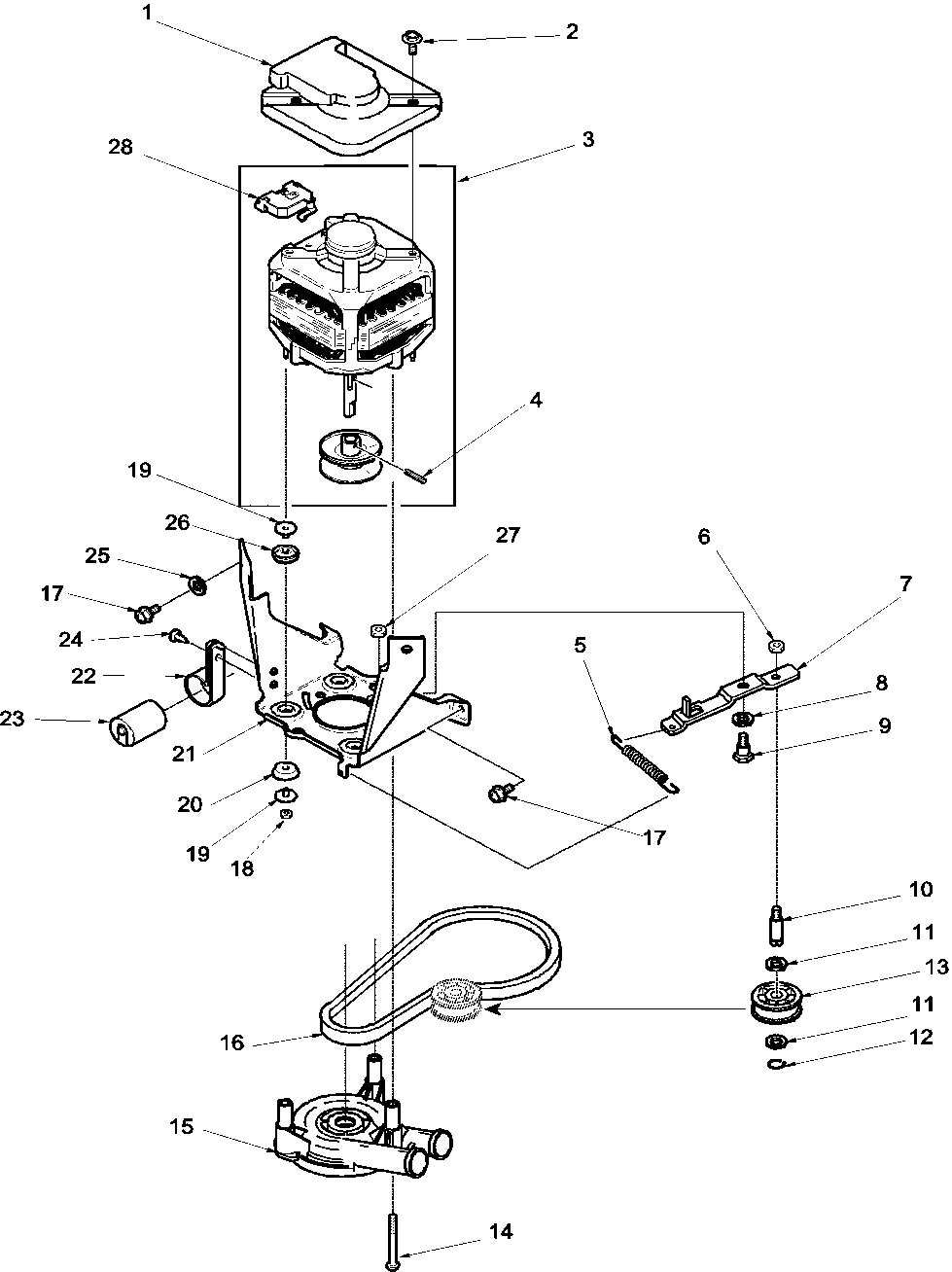 08 - MOTOR, BELT, PUMP, AND IDLER ASSY