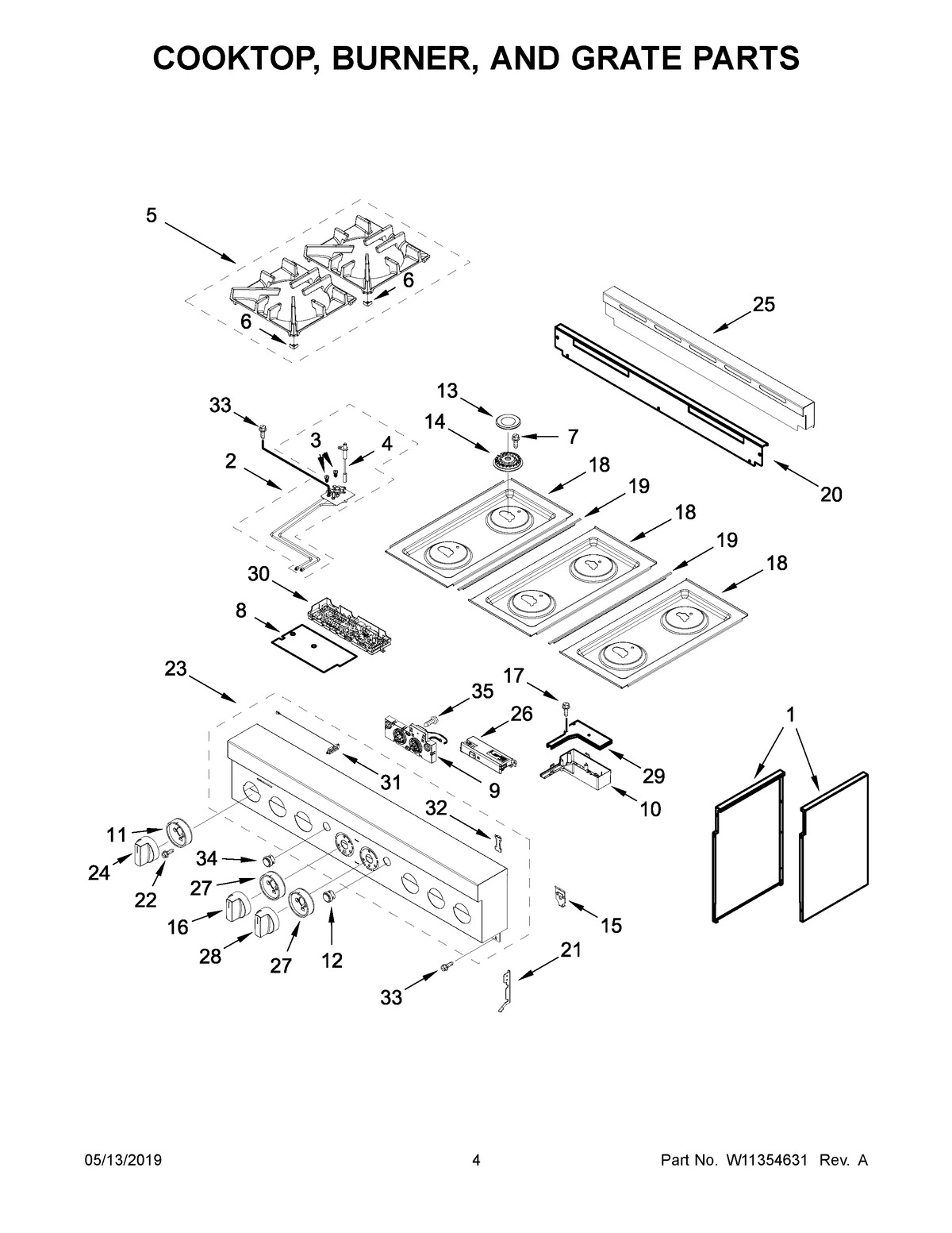 03 - COOKTOP, BURNER, AND GRATE PARTS