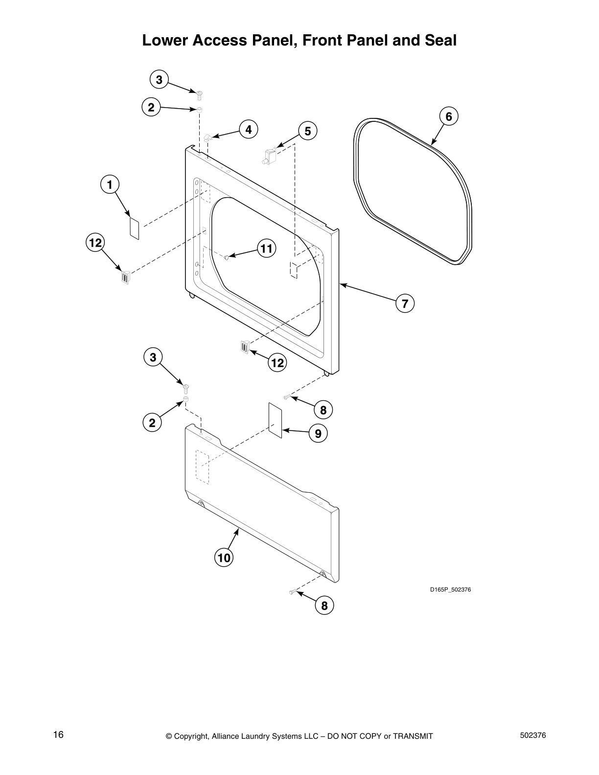 Lower Access Panel, Front Panel and Seal