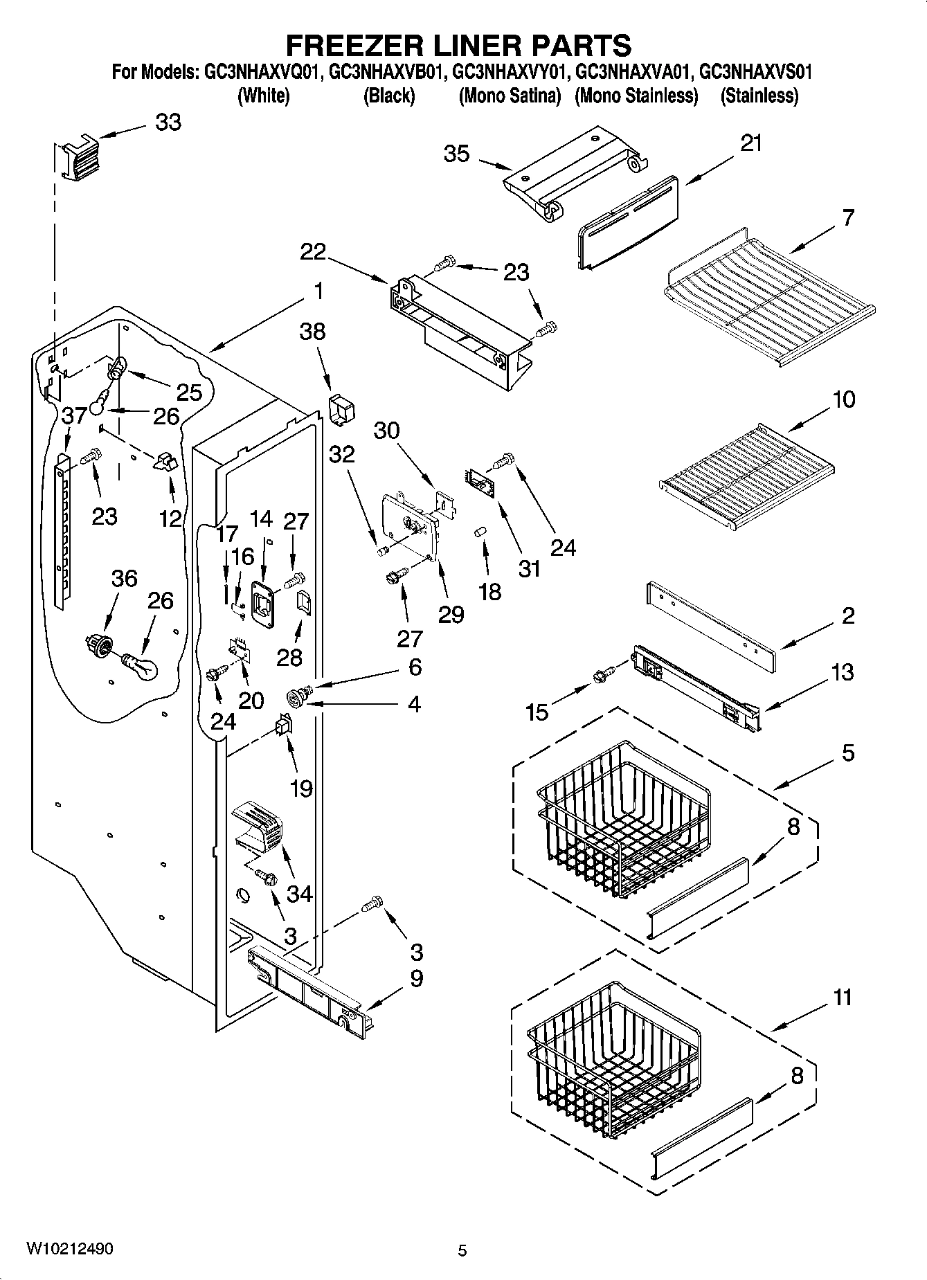 04 - FREEZER LINER PARTS