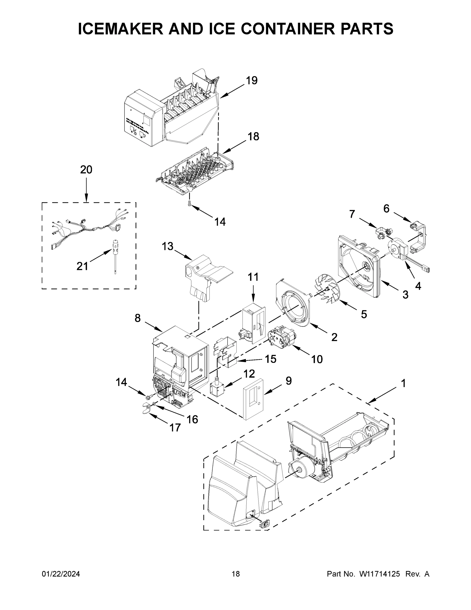 10 - ICEMAKER AND ICE CONTAINER PARTS