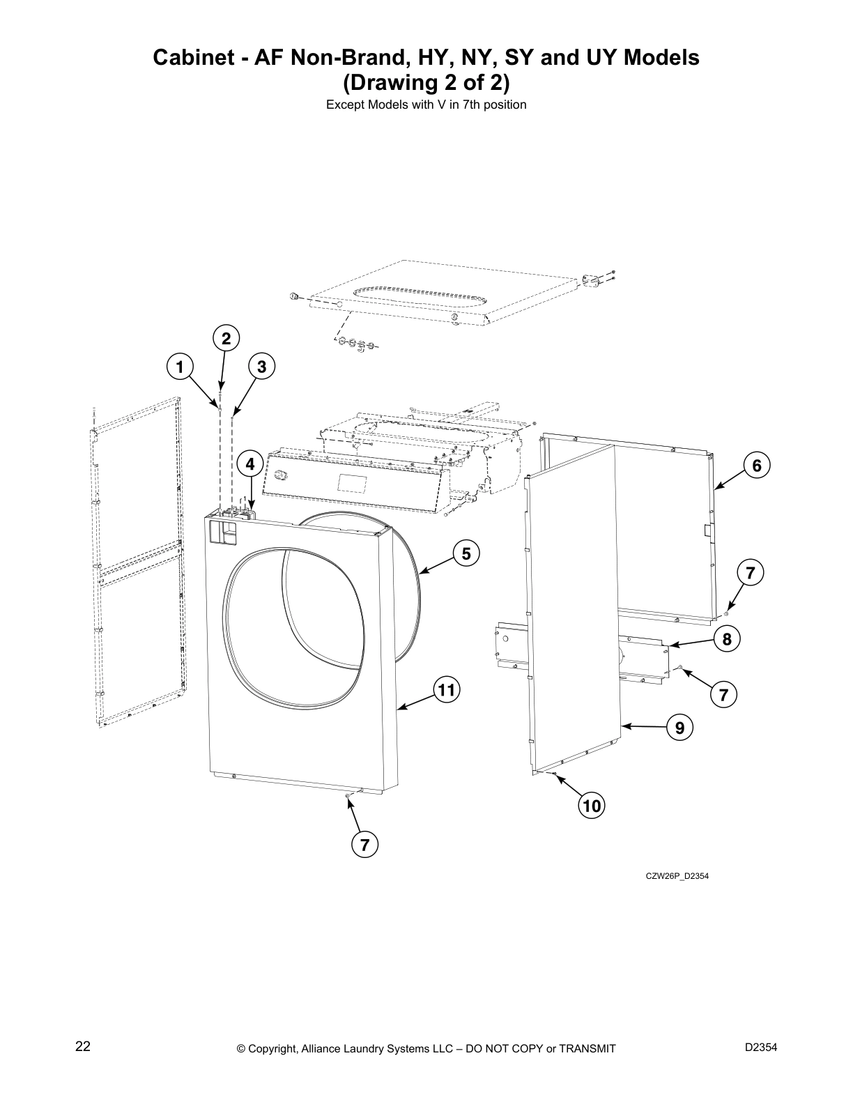 Cabinet - AF Non-Brand, HY, NY, SY and UY Models
(Drawing 2 of 2)