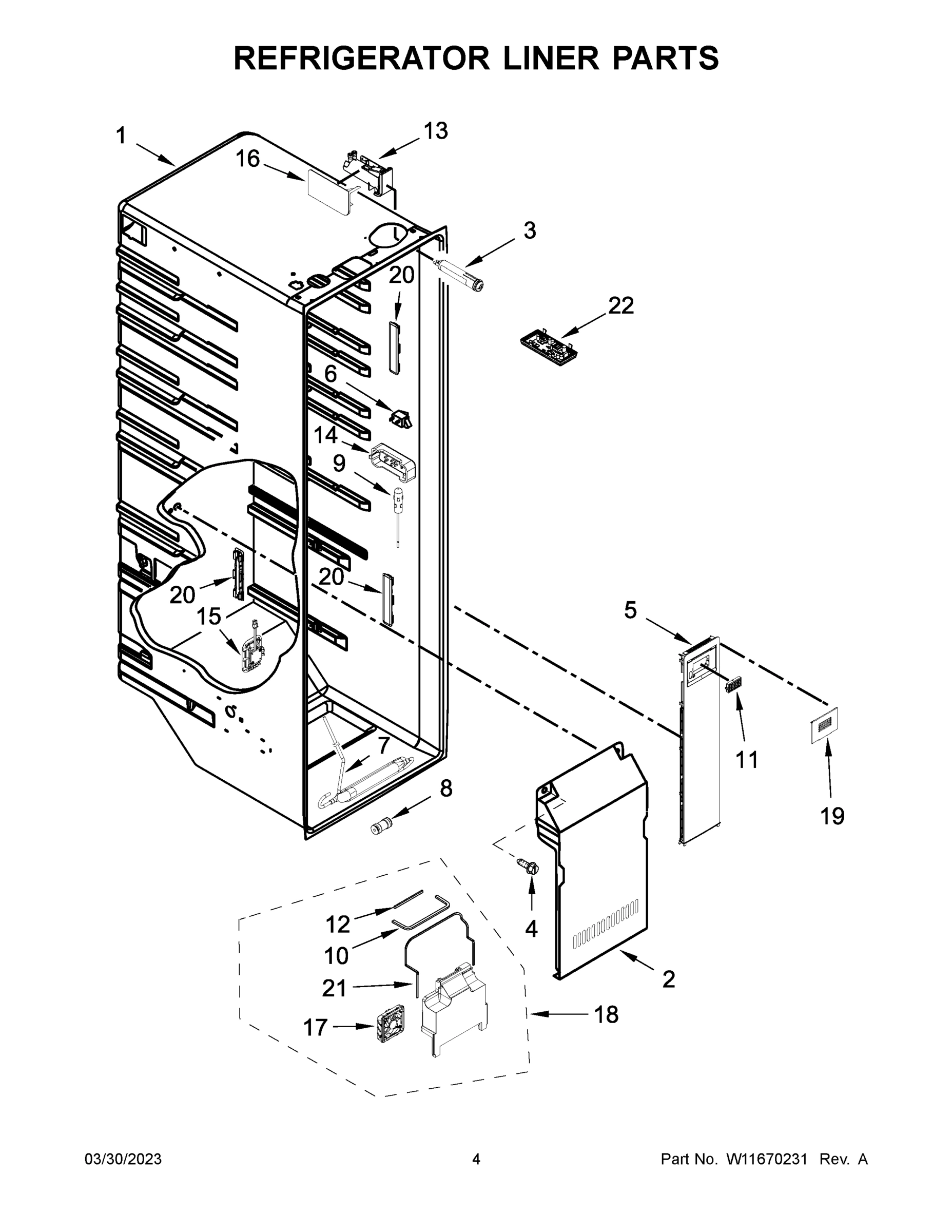 03 - REFRIGERATOR LINER PARTS