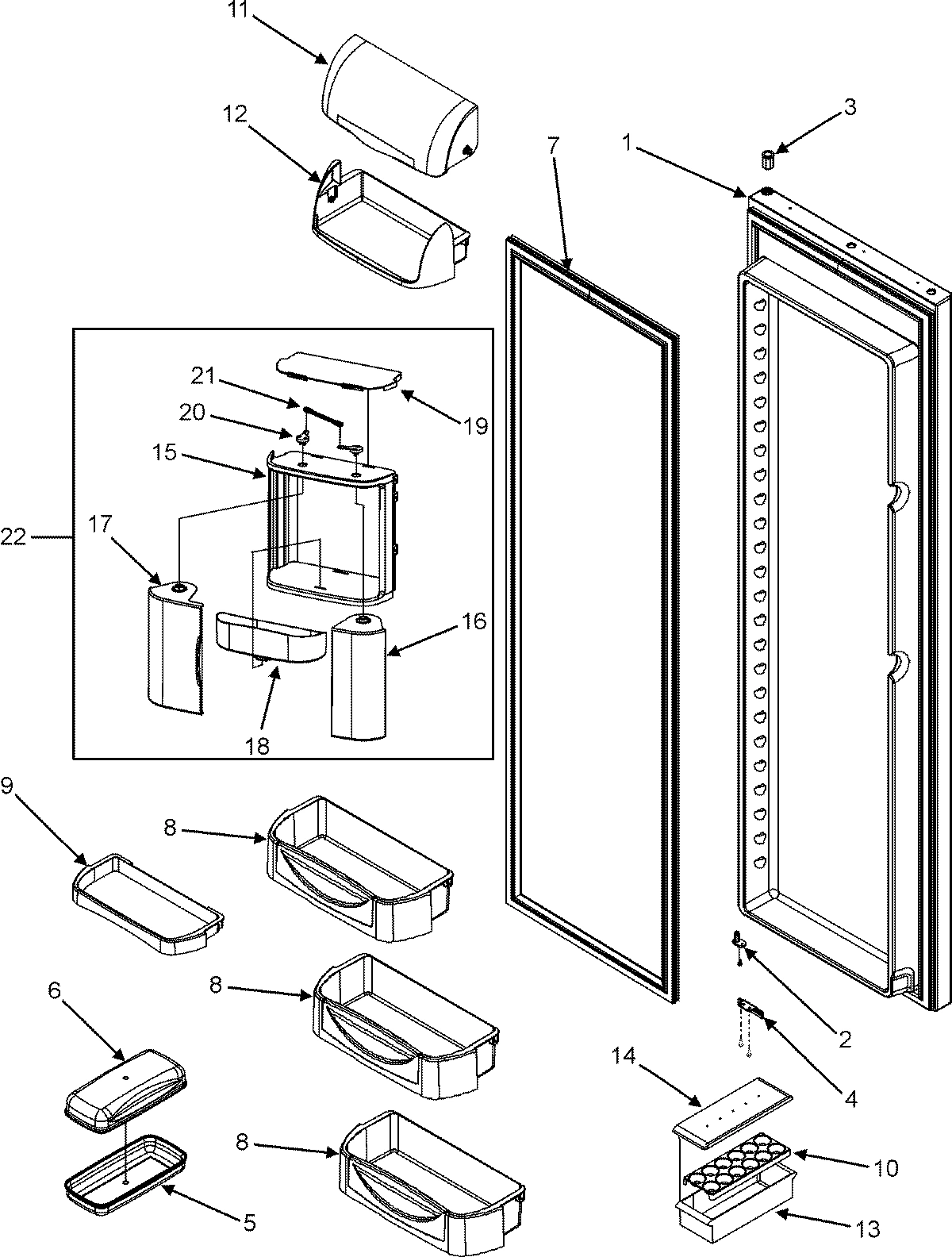 16 - REFRIGERATOR DOOR (INTERIOR)
