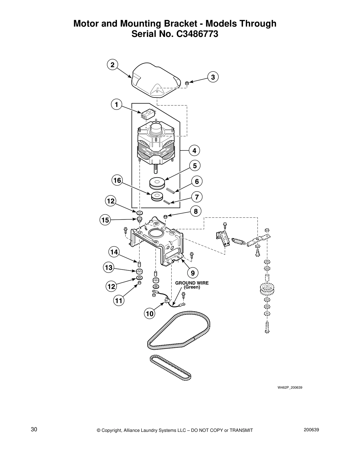 Motor and Mounting Bracket - Models Through
Serial No. C3486773