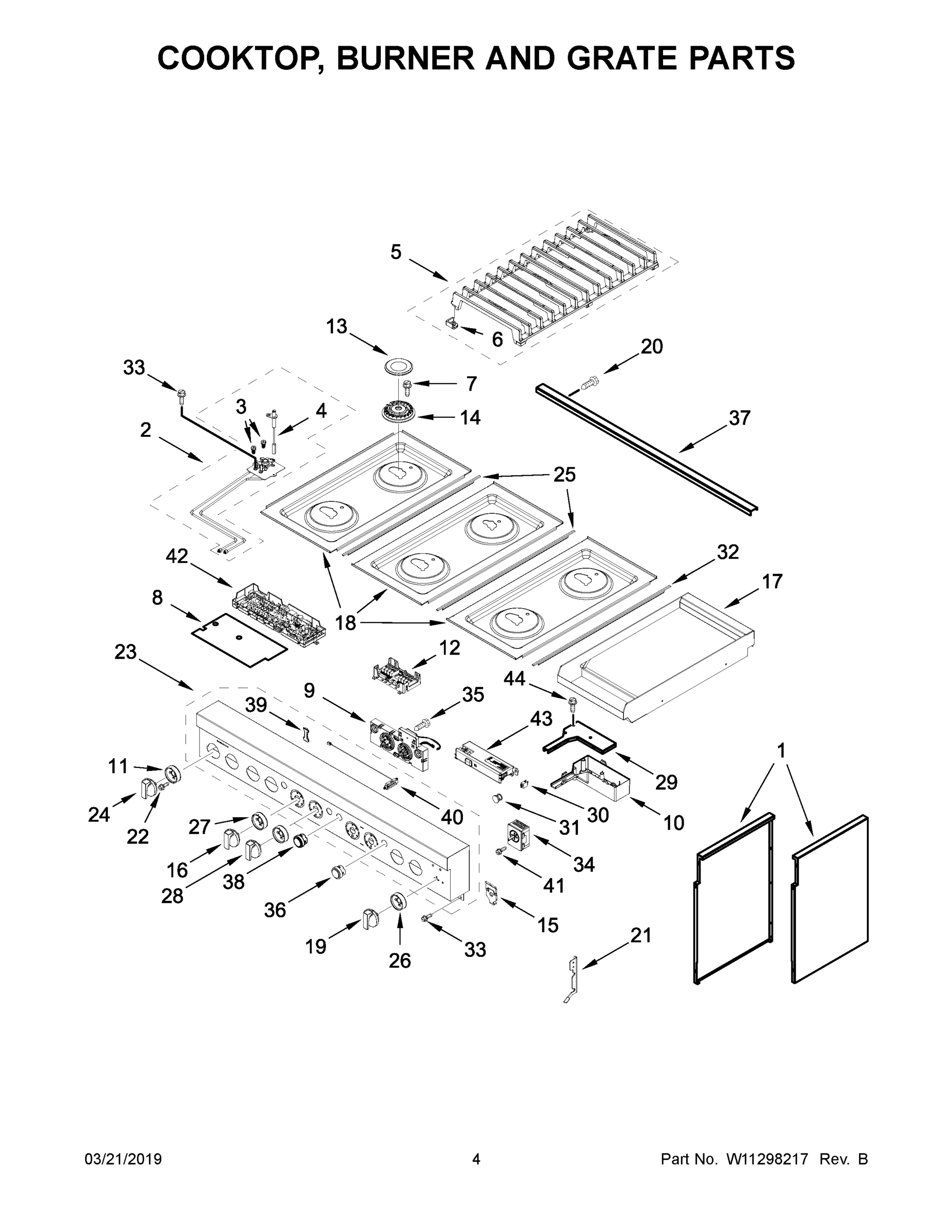 03 - COOKTOP, BURNER AND GRATE PARTS