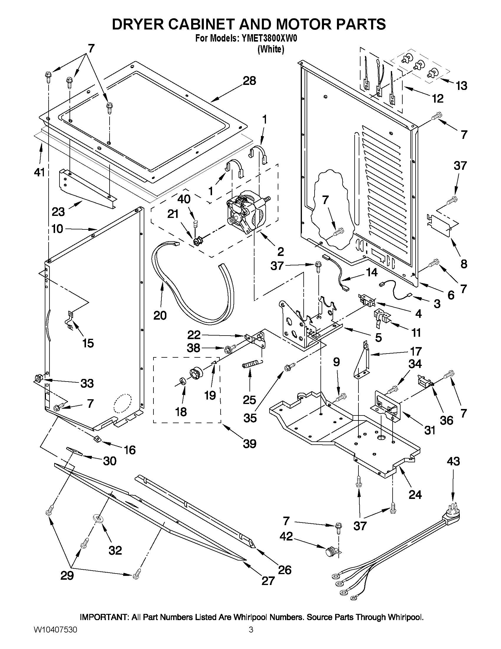 03 - DRYER CABINET AND MOTOR PARTS